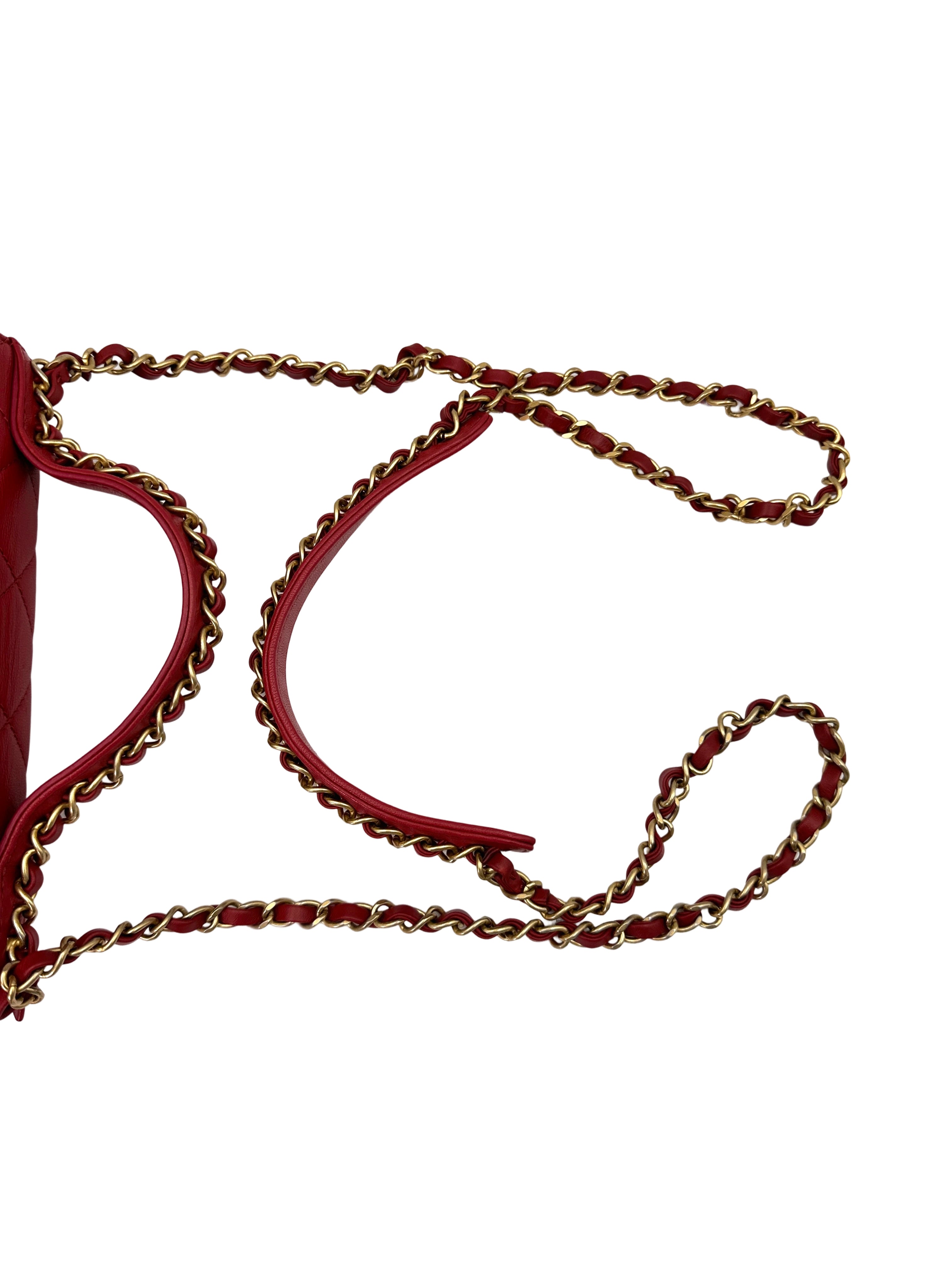 Chanel Red Quilted Leather Infinity Chain Top Handle Bag(28***11) CC1678