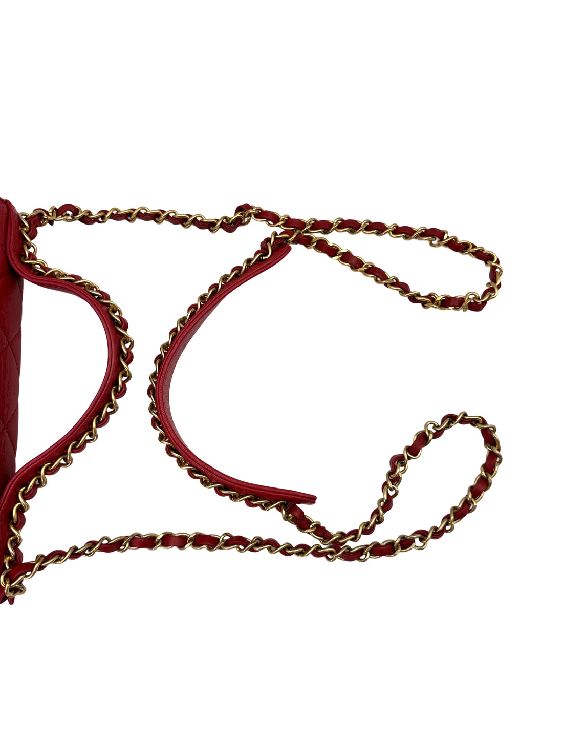 Chanel Red Quilted Leather Infinity Chain Top Handle Bag(28***11) CC1678