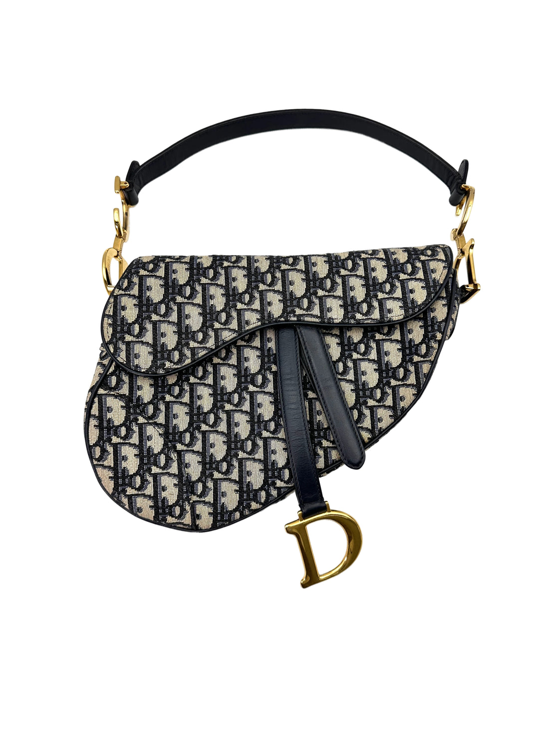 Christian Dior Oblique Black Jacquard Medium Size Saddle Bag DR641