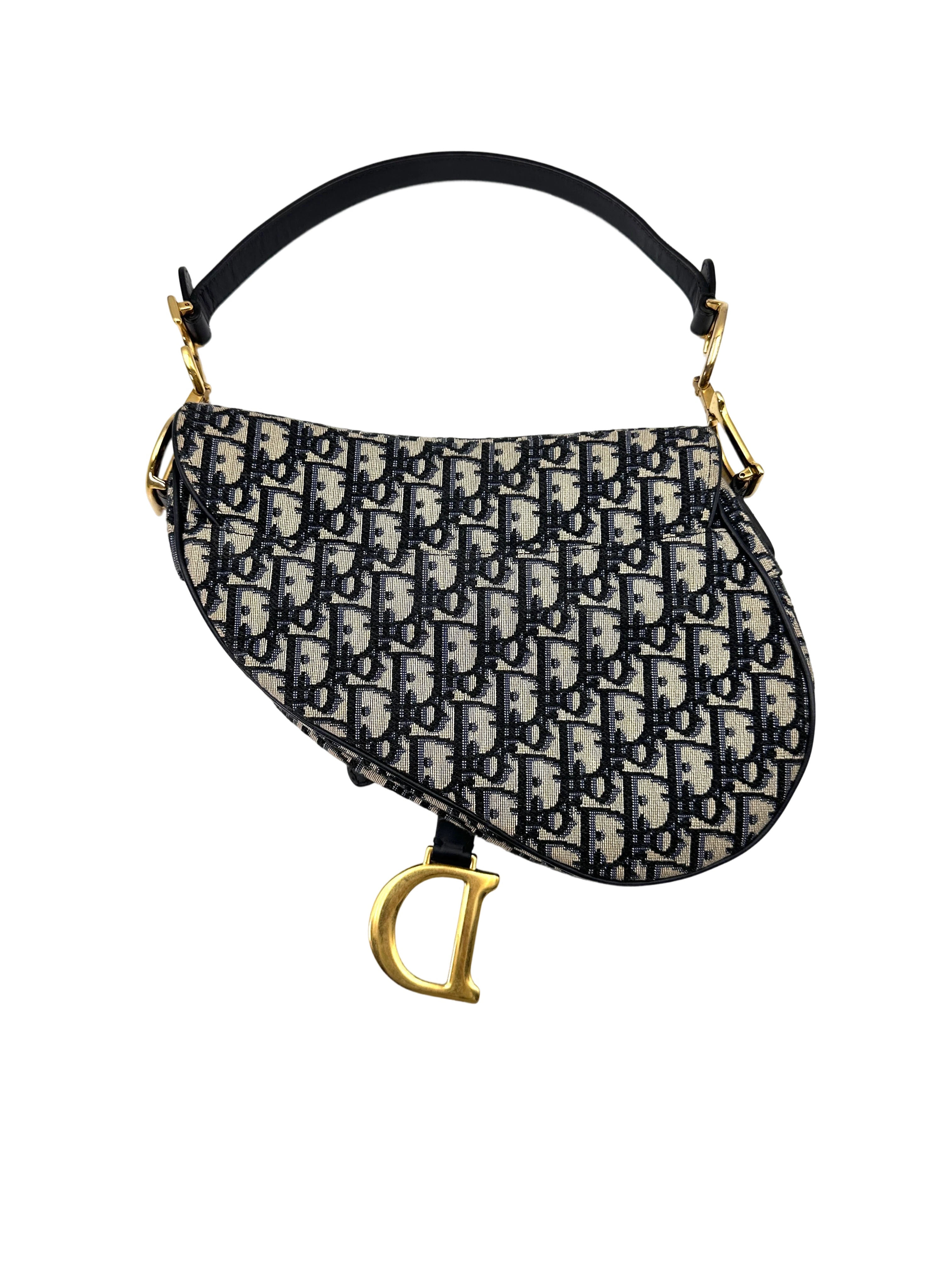 Christian Dior Oblique Black Jacquard Medium Size Saddle Bag DR641