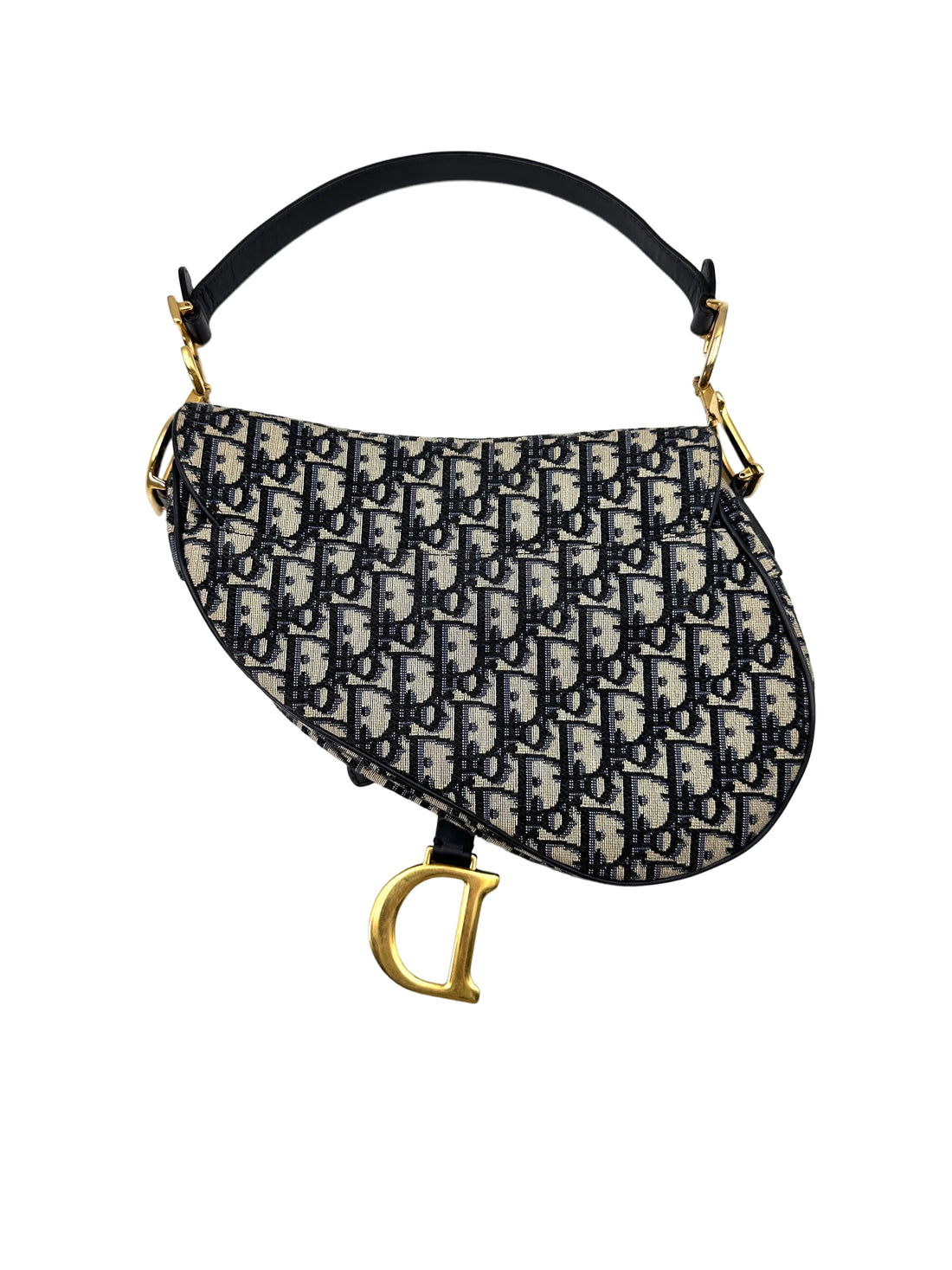 Christian Dior Oblique Black Jacquard Medium Size Saddle Bag DR641