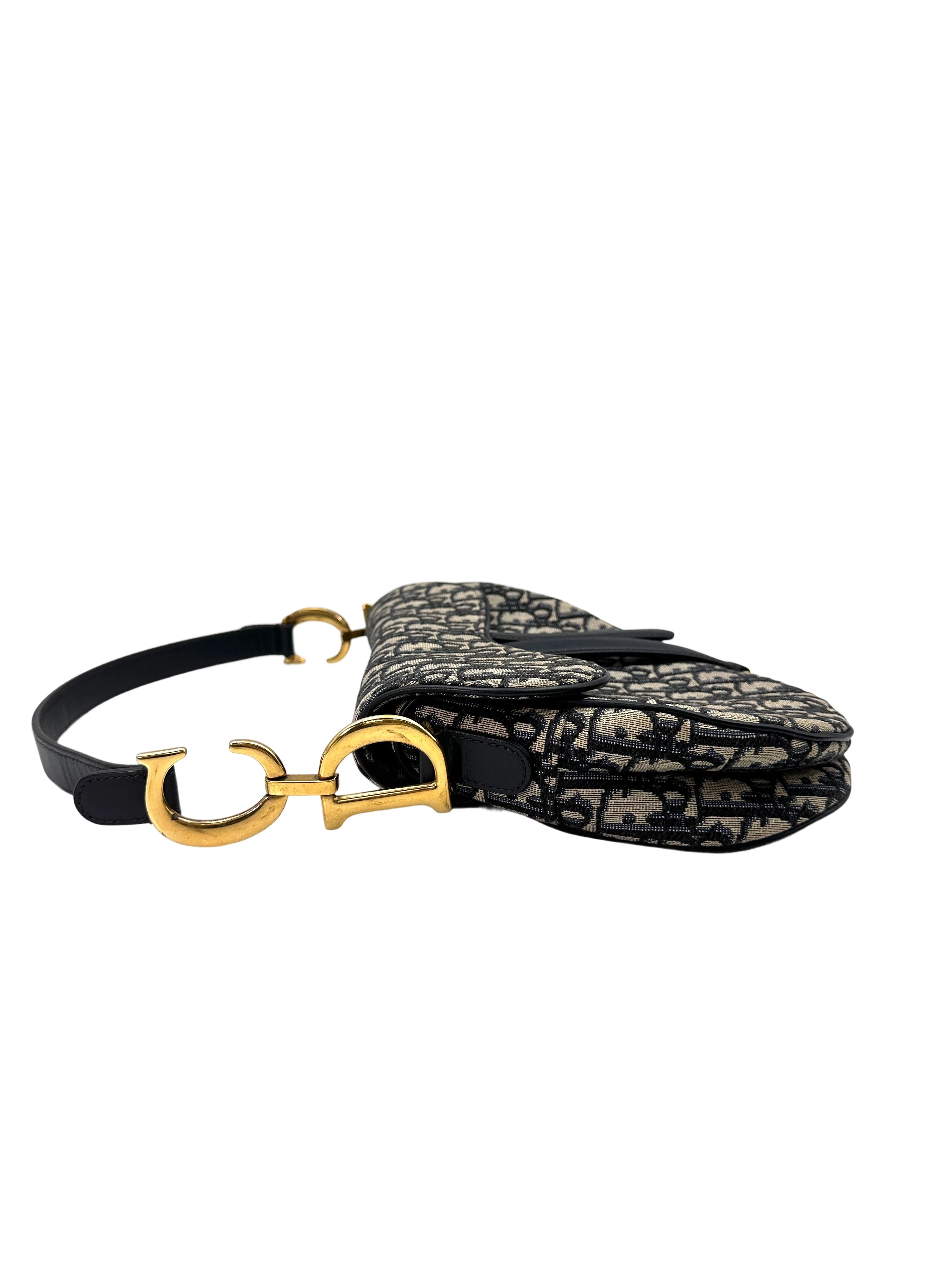 Christian Dior Oblique Black Jacquard Medium Size Saddle Bag DR641