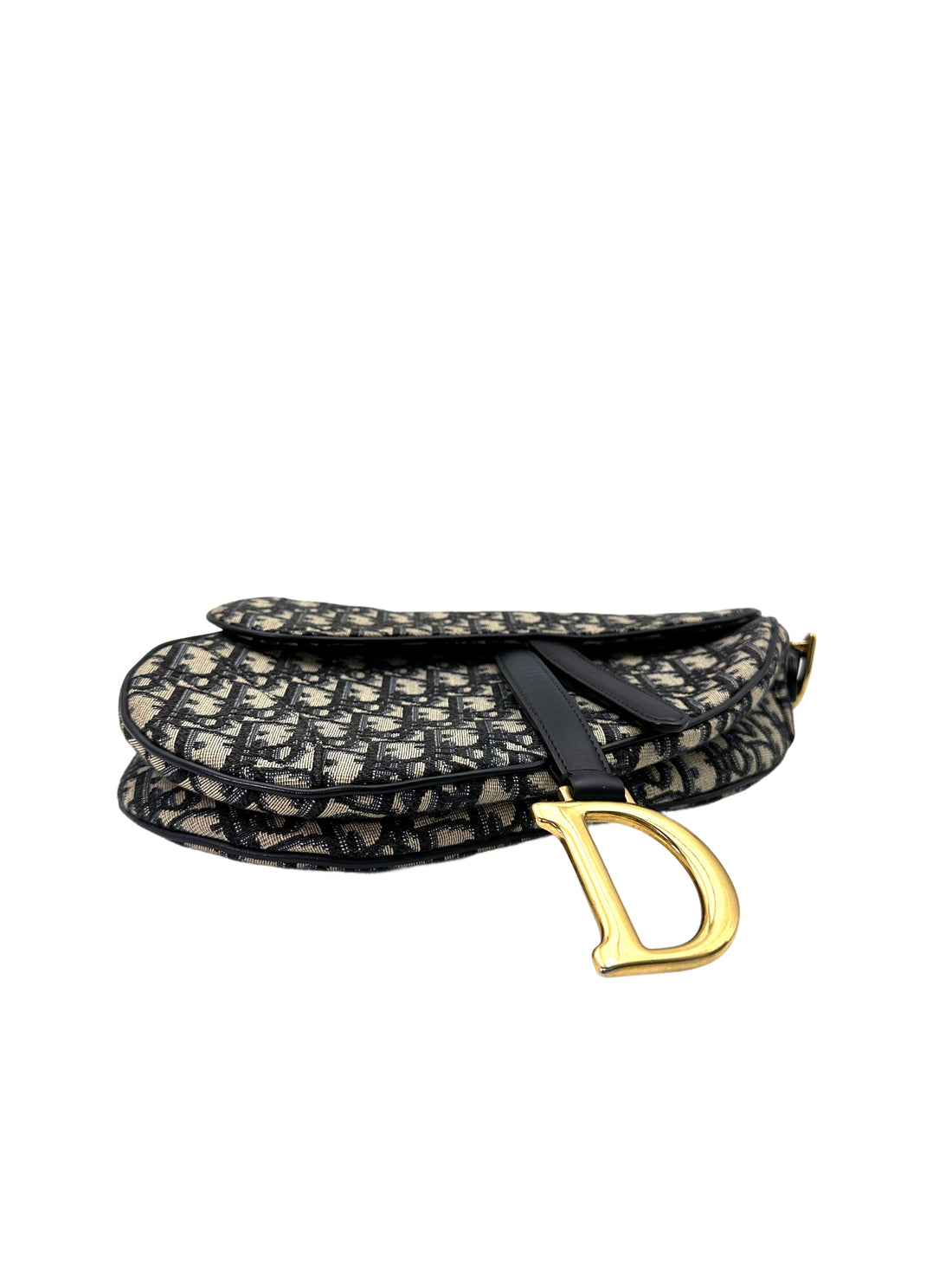 Christian Dior Oblique Black Jacquard Medium Size Saddle Bag DR641