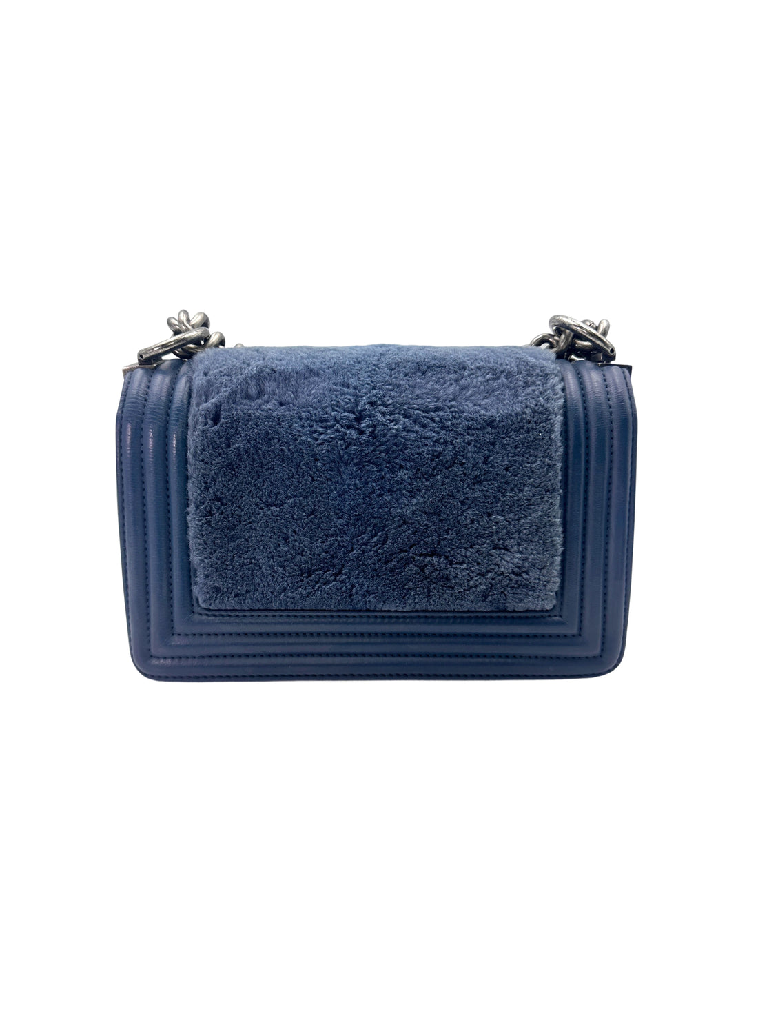 Chanel LeBoy Navy Shearling Leather Flap Bag With Gold Hardware(18***32) CC1681