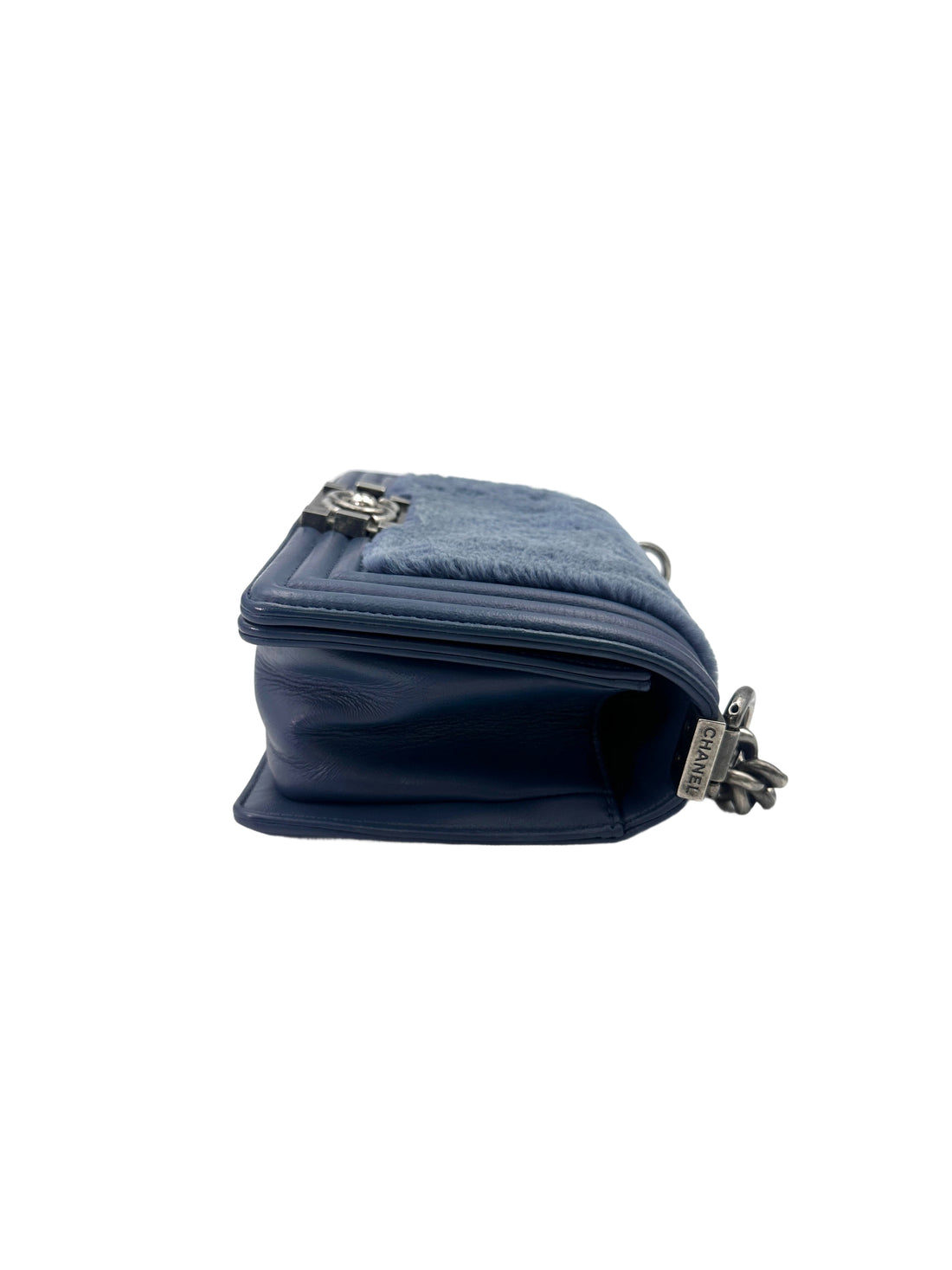 Chanel LeBoy Navy Shearling Leather Flap Bag With Gold Hardware(18***32) CC1681
