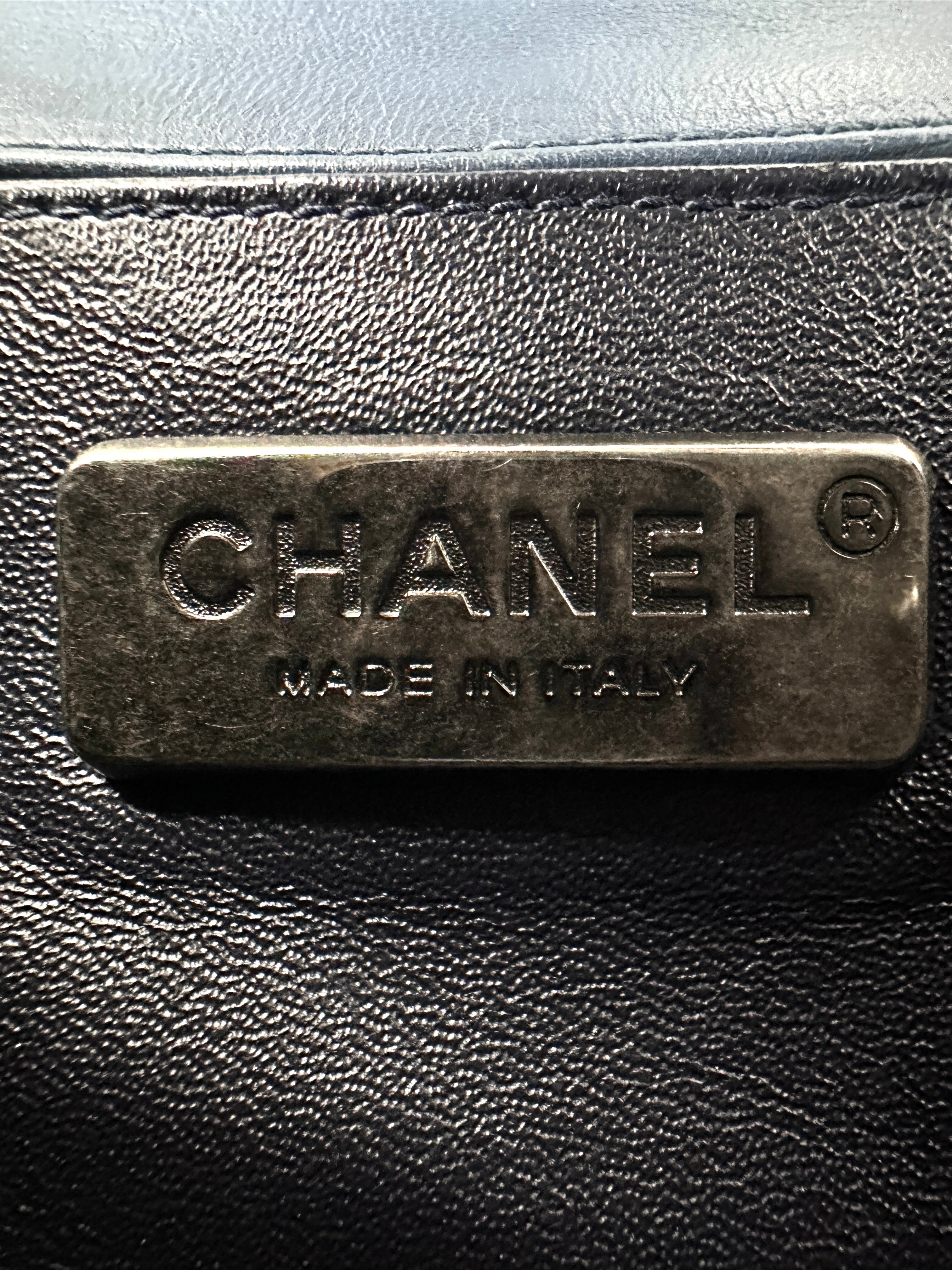 Chanel LeBoy Navy Shearling Leather Flap Bag With Gold Hardware(18***32) CC1681