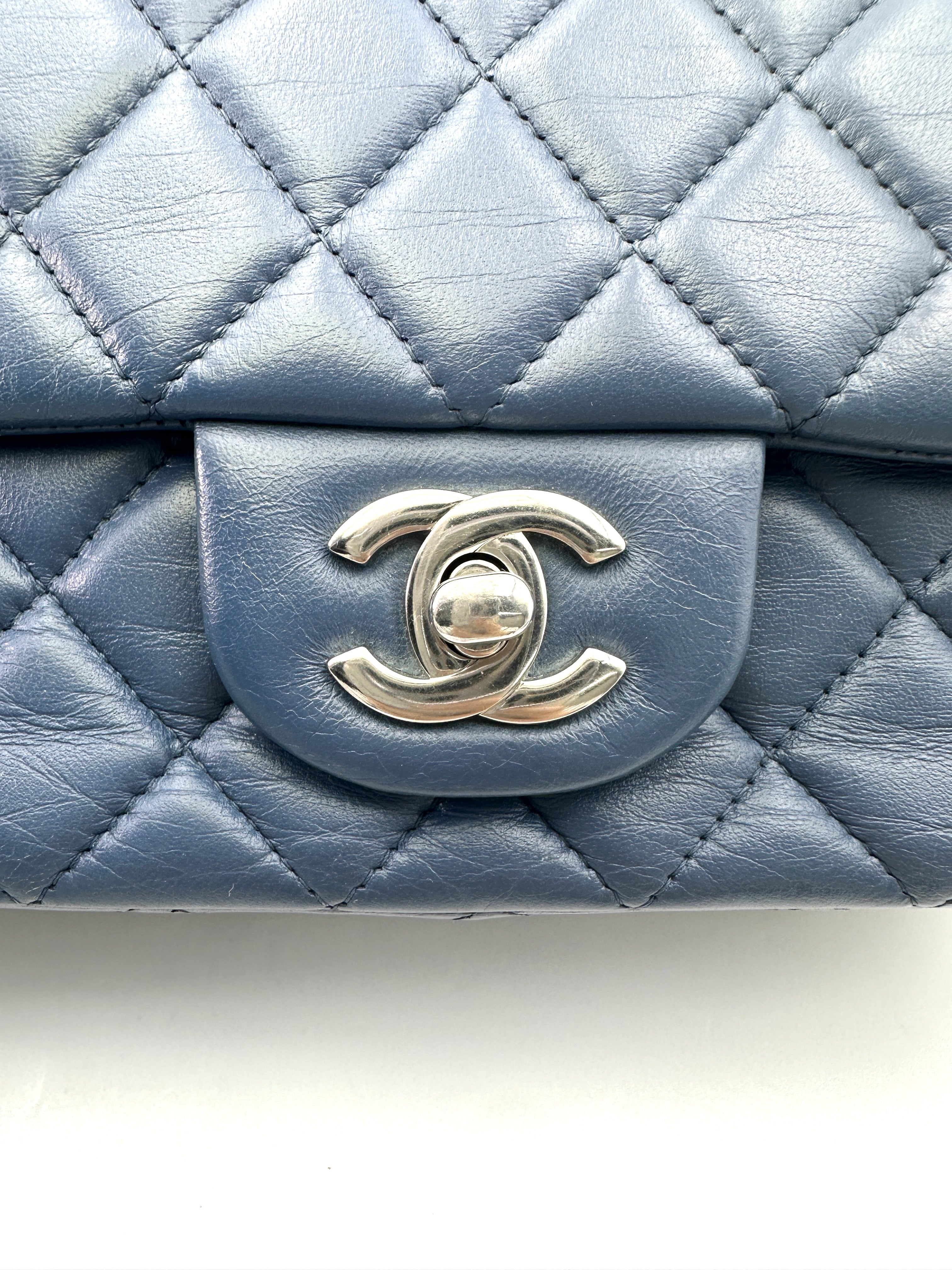 Chanel Classic Flap Iridescent Turquoise Blue Quilted Leather Shoulder Bag(17***09) IRIS118