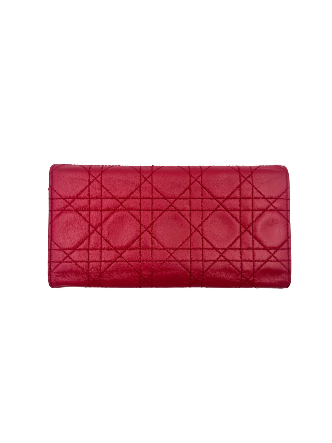 Christian Dior Miss Dior Red Cannage Quilted Leather Long Wallet DR644