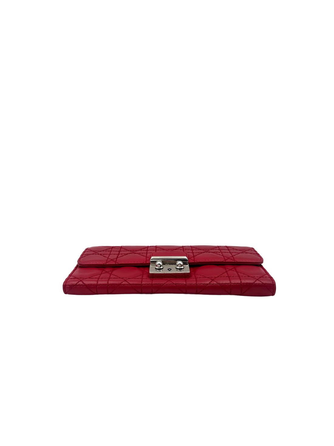 Christian Dior Miss Dior Red Cannage Quilted Leather Long Wallet DR644