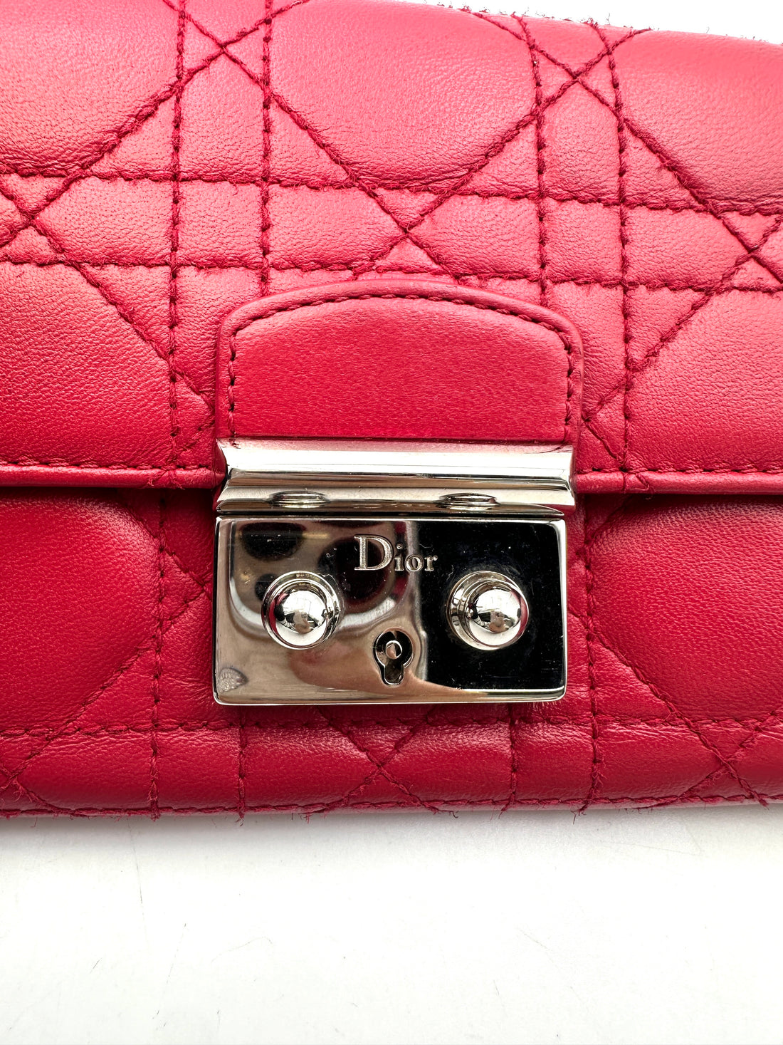 Christian Dior Miss Dior Red Cannage Quilted Leather Long Wallet DR644