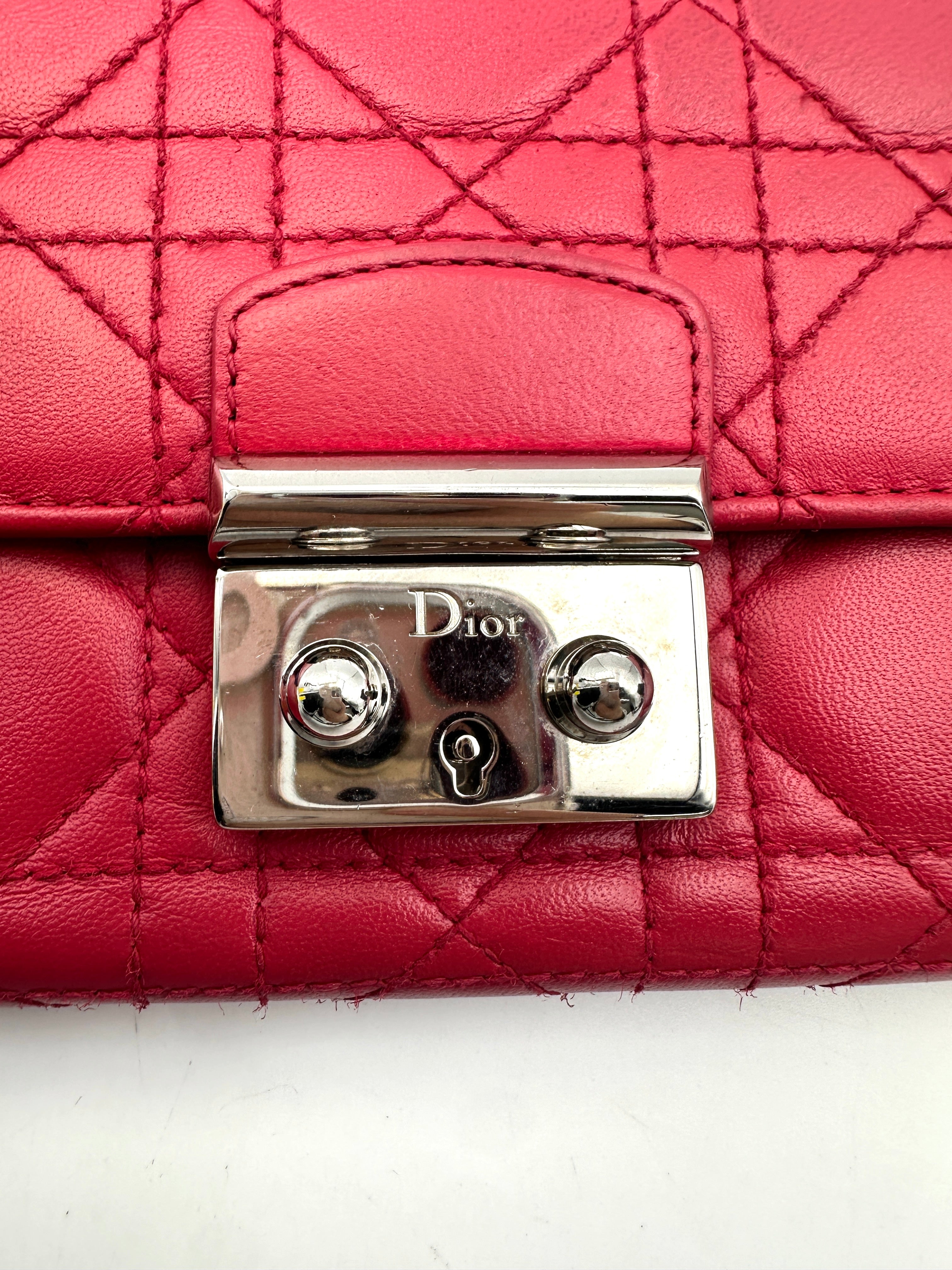 Christian Dior Miss Dior Red Cannage Quilted Leather Long Wallet DR644
