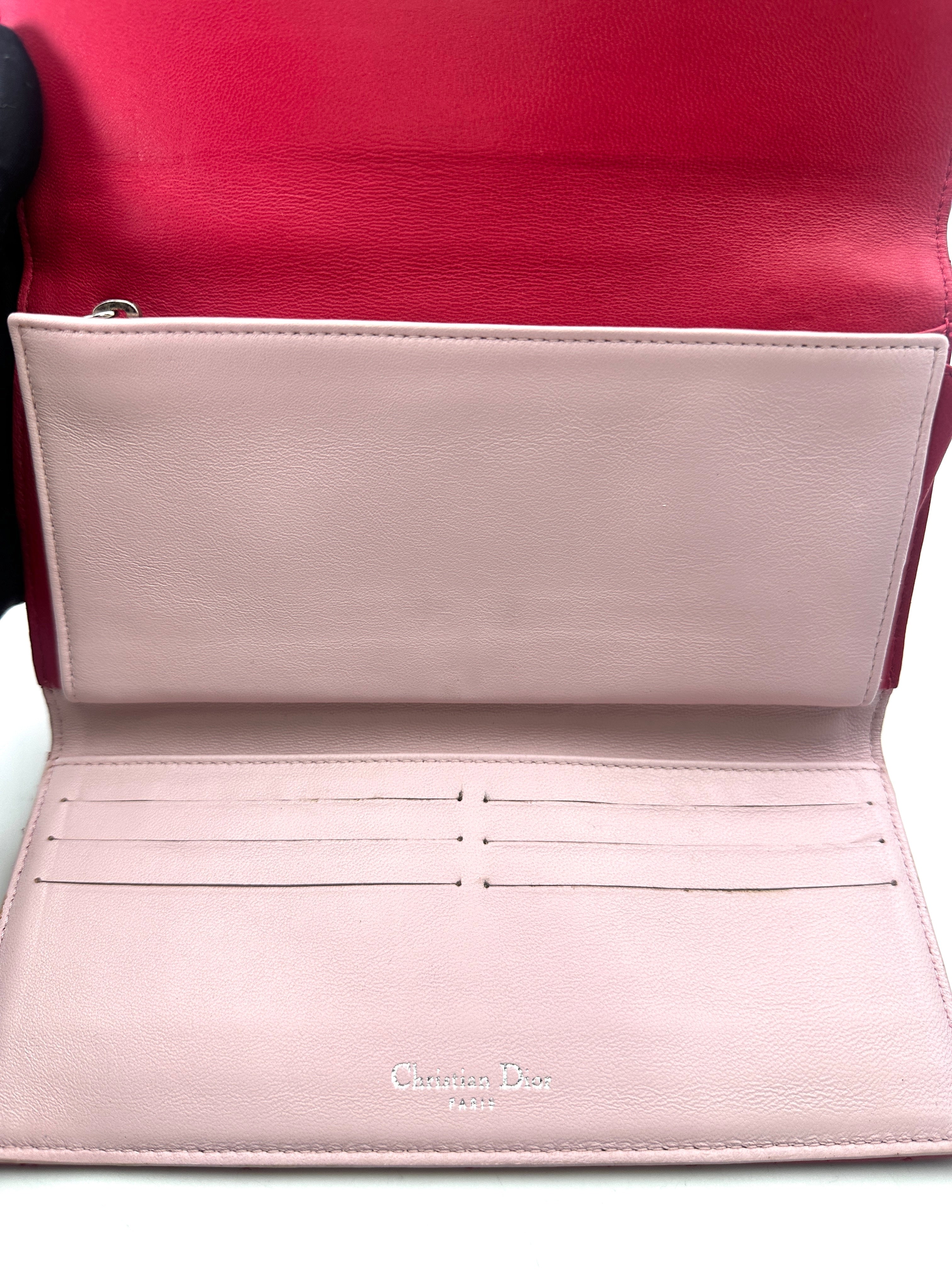 Christian Dior Miss Dior Red Cannage Quilted Leather Long Wallet DR644