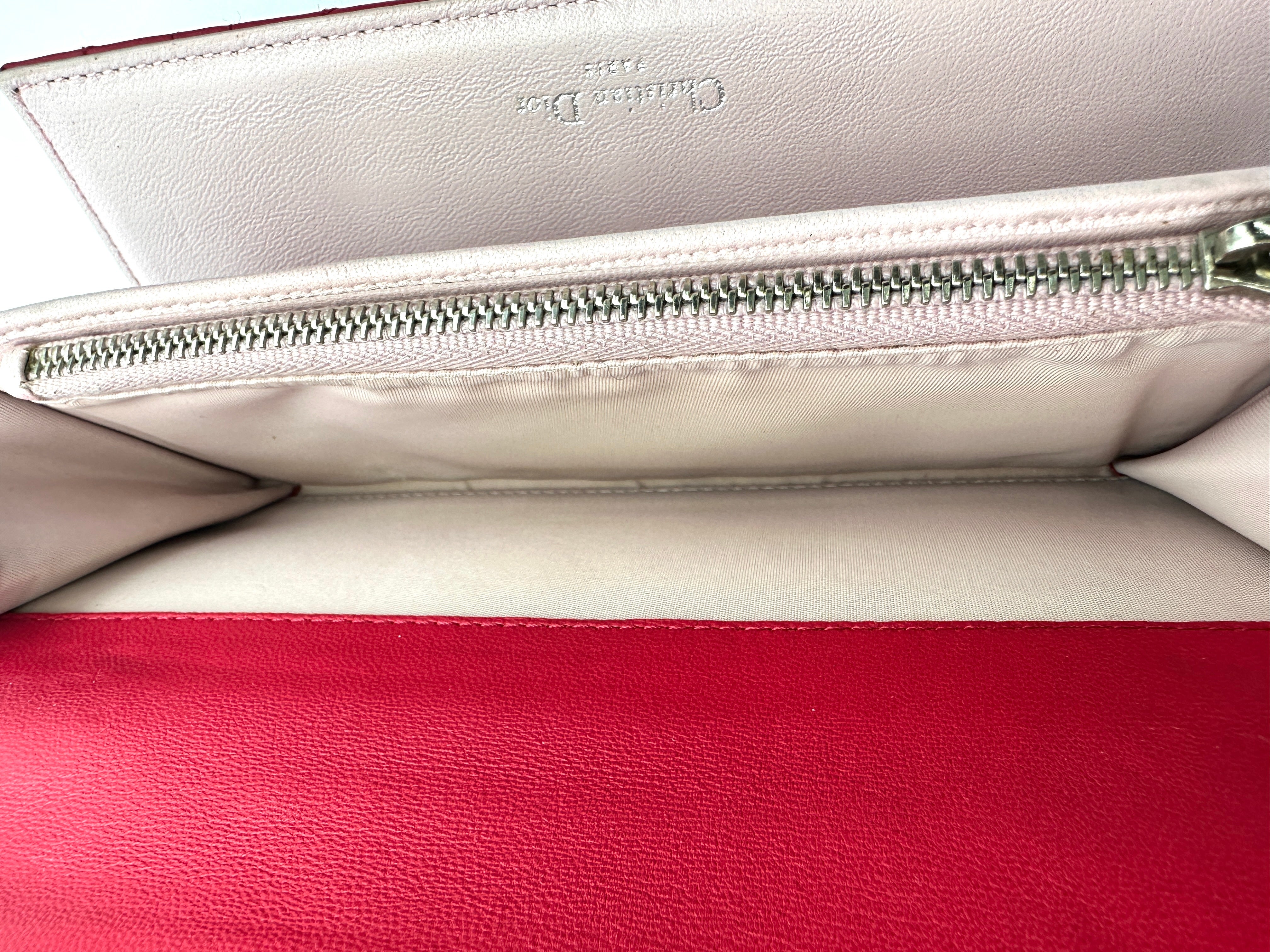 Christian Dior Miss Dior Red Cannage Quilted Leather Long Wallet DR644