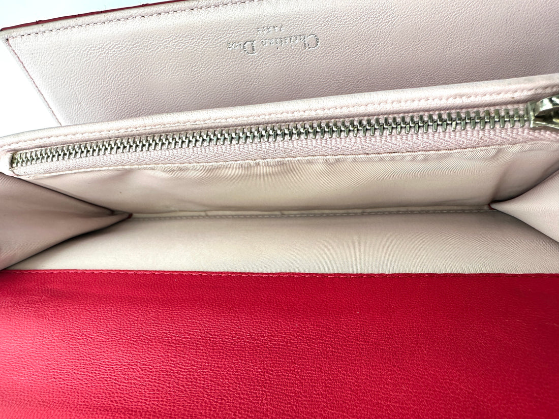 Christian Dior Miss Dior Red Cannage Quilted Leather Long Wallet DR644
