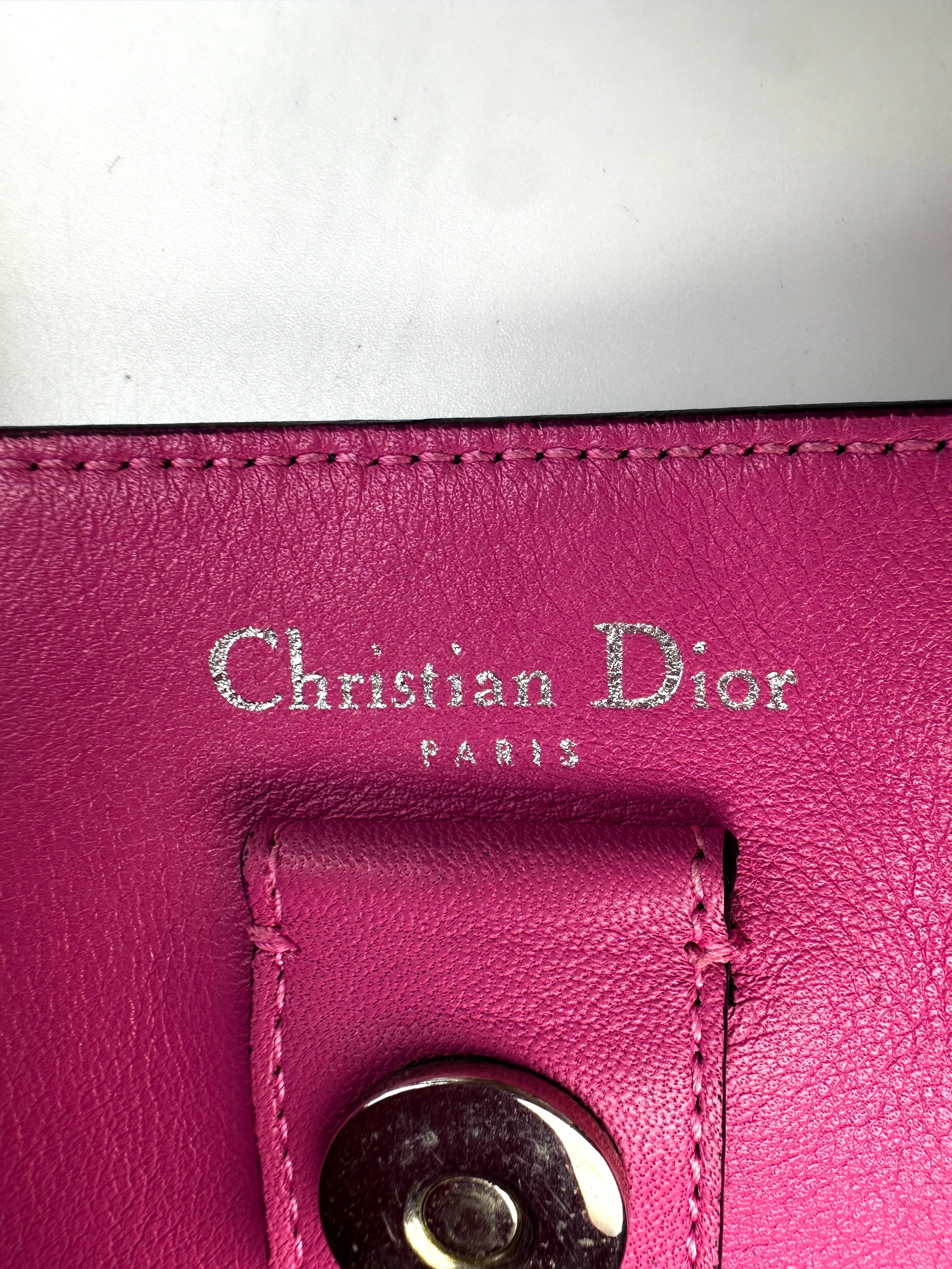 Christian Dior Diorissimo Black/Pink Leather Handle Bag With Pouch DR643