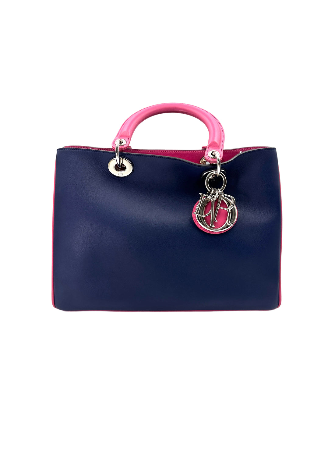 Christian Dior Diorissimo Black/Pink Leather Handle Bag With Pouch DR643