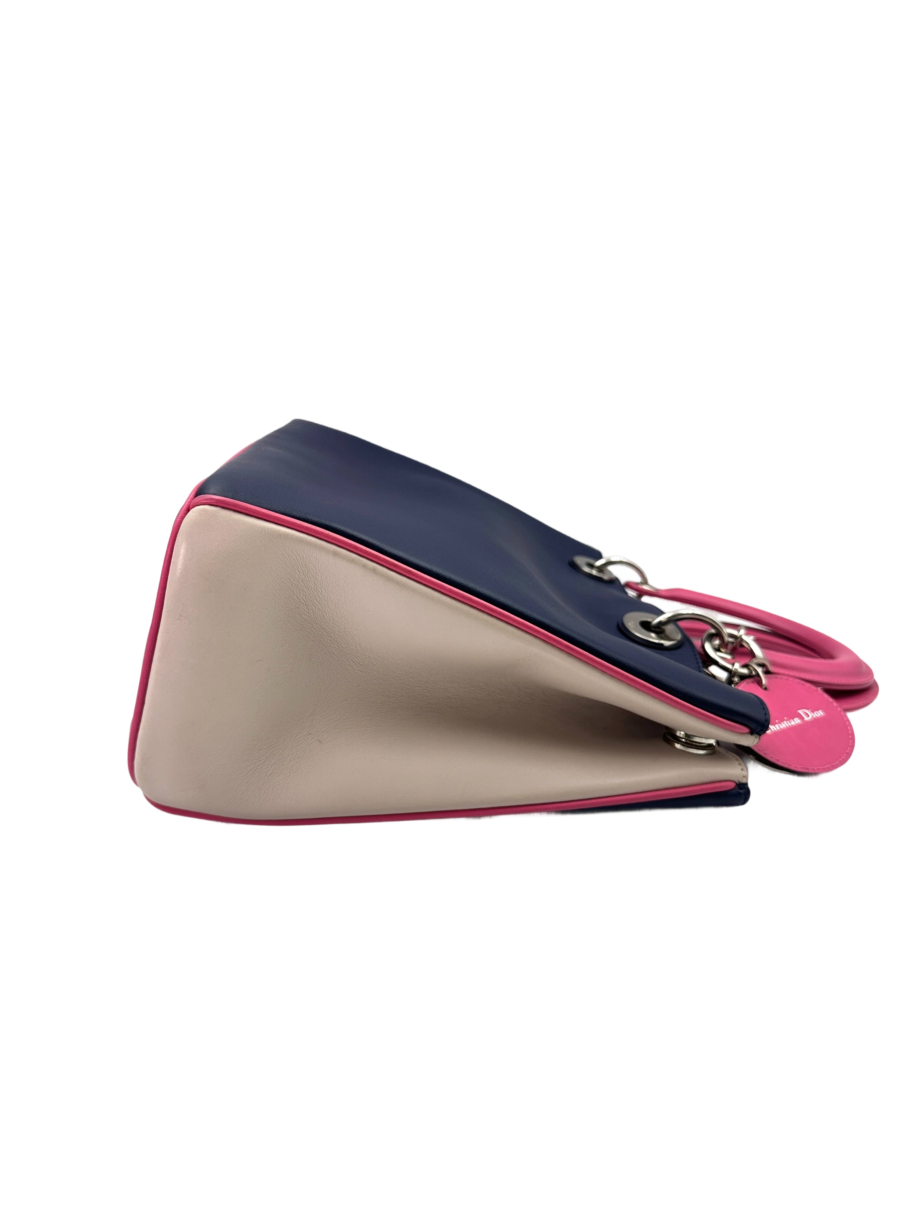 Christian Dior Diorissimo Black/Pink Leather Handle Bag With Pouch DR643