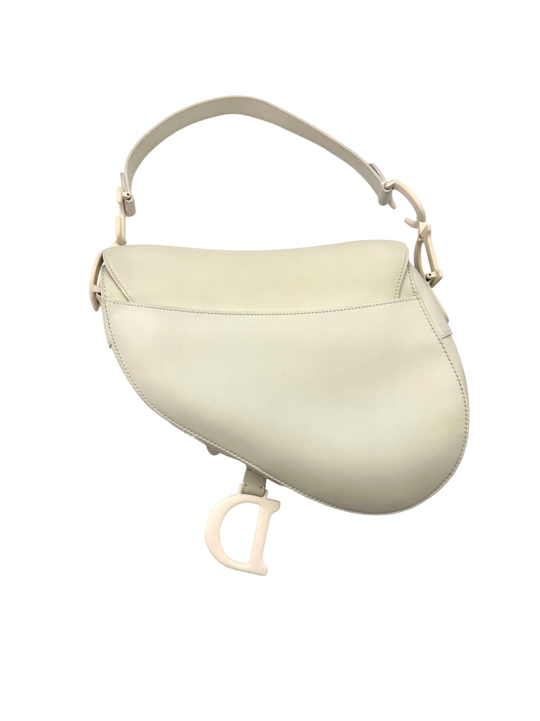 Christian Dior Ultra Matte White Leather Medium Size Saddle Bag DR642