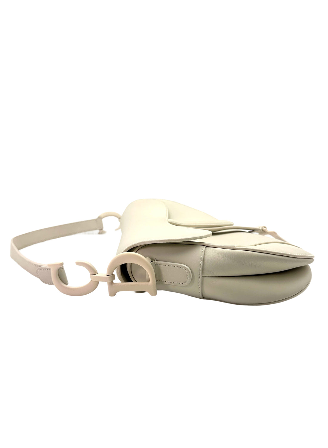 Christian Dior Ultra Matte White Leather Medium Size Saddle Bag DR642