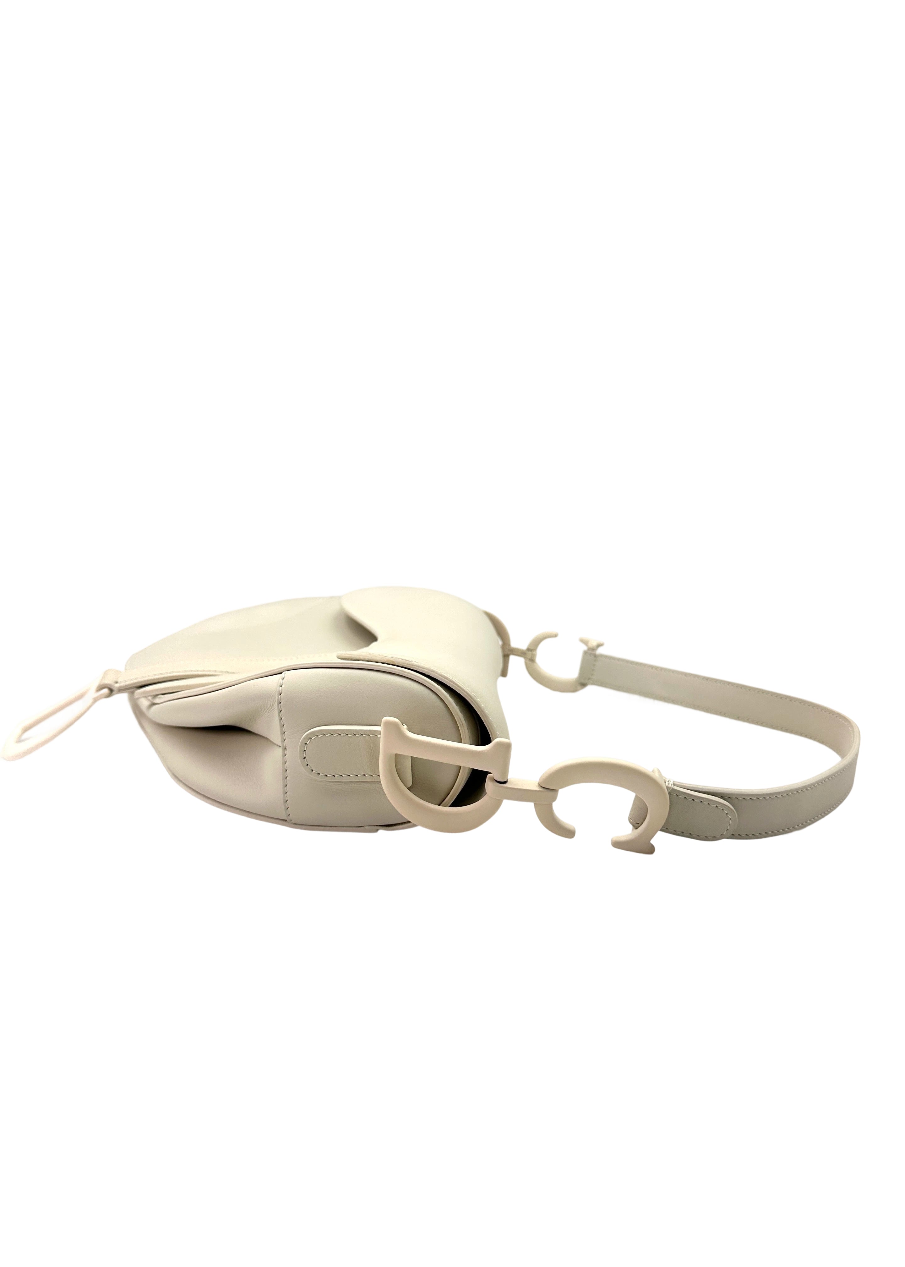 Christian Dior Ultra Matte White Leather Medium Size Saddle Bag DR642
