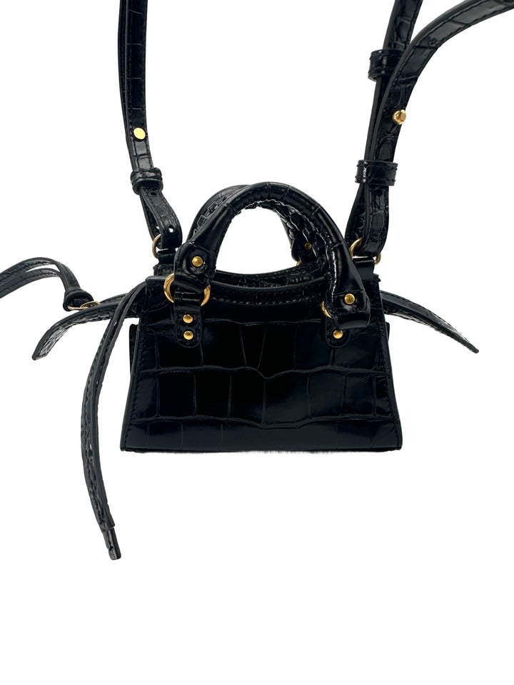 Balenciaga Neo Classic Super Nano Black Leather City Handle Bag BB61