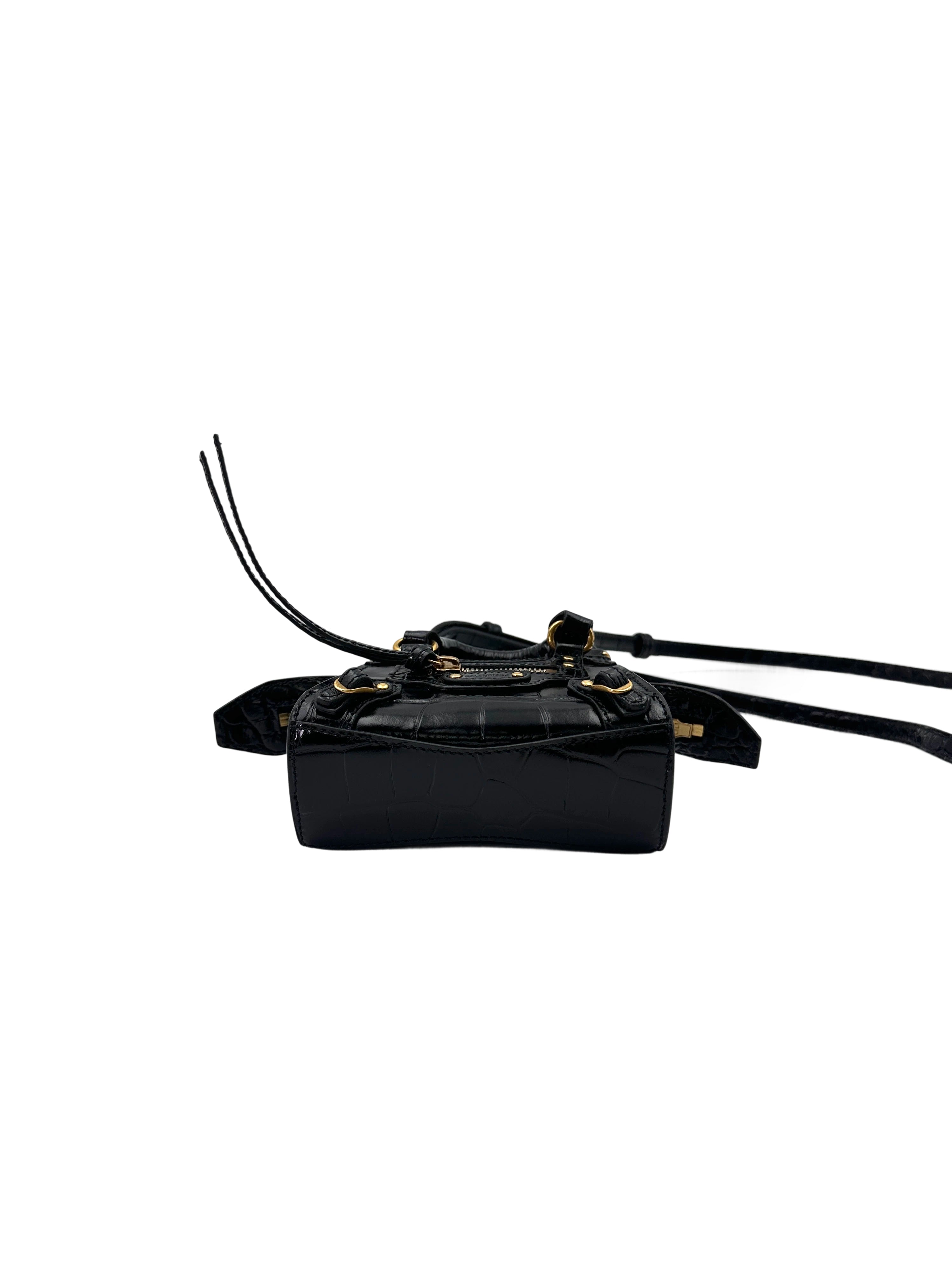 Balenciaga Neo Classic Super Nano Black Leather City Handle Bag BB61
