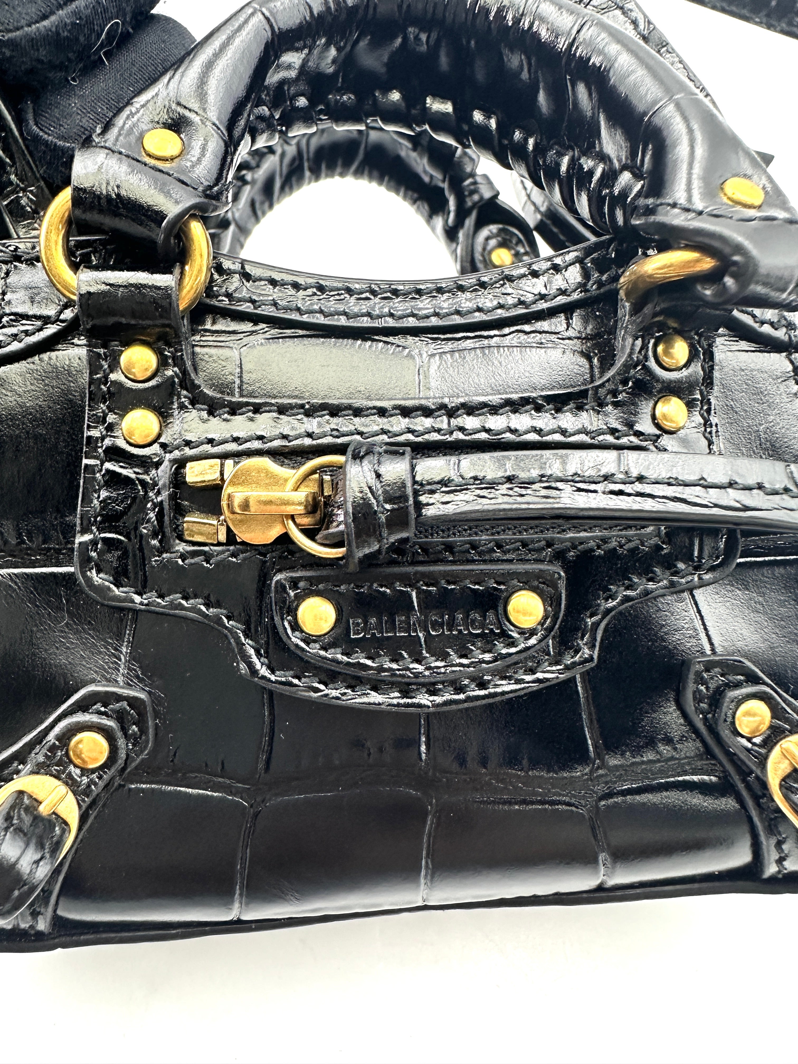 Balenciaga Neo Classic Super Nano Black Leather City Handle Bag BB61