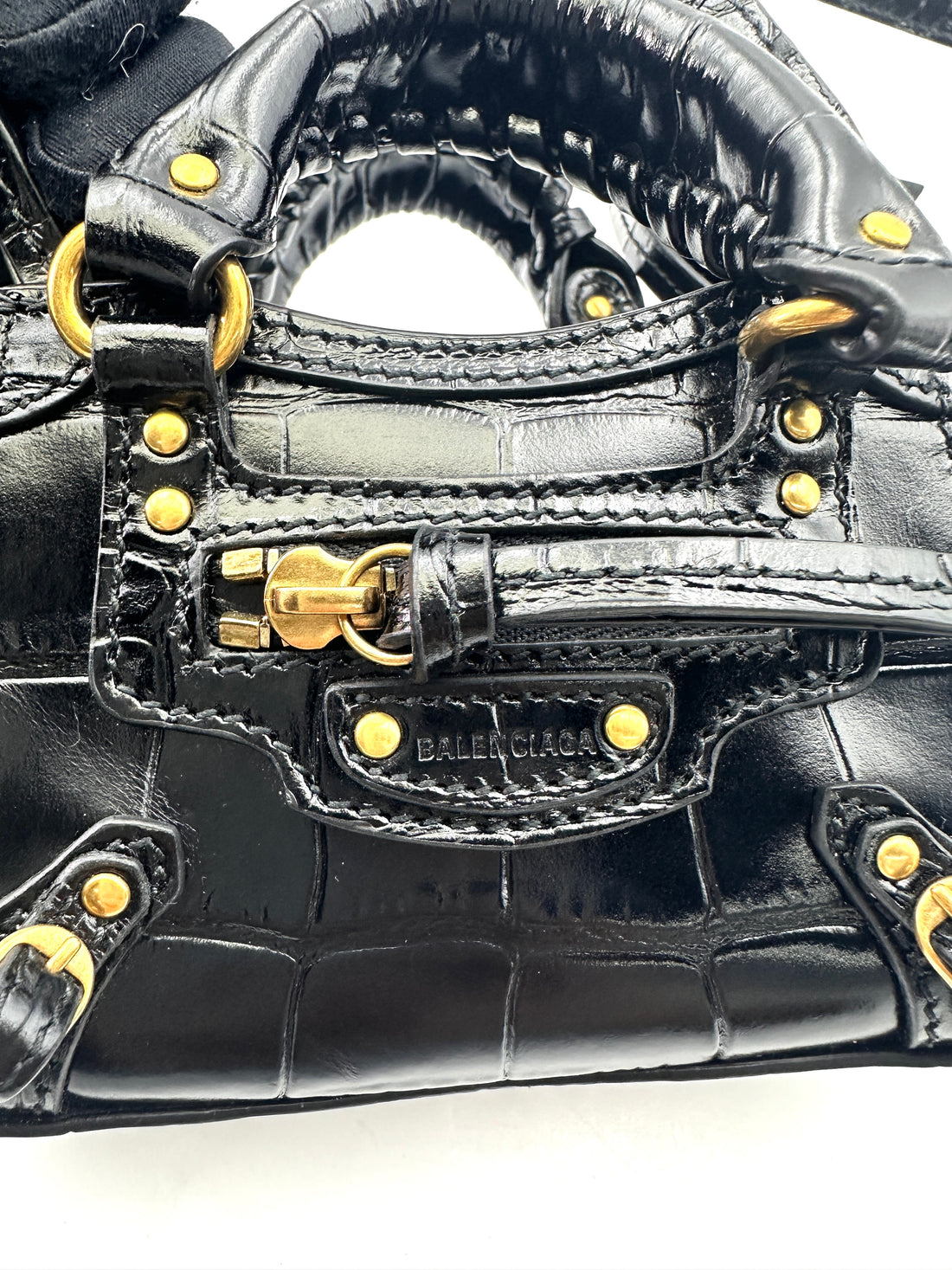 Balenciaga Neo Classic Super Nano Black Leather City Handle Bag BB61
