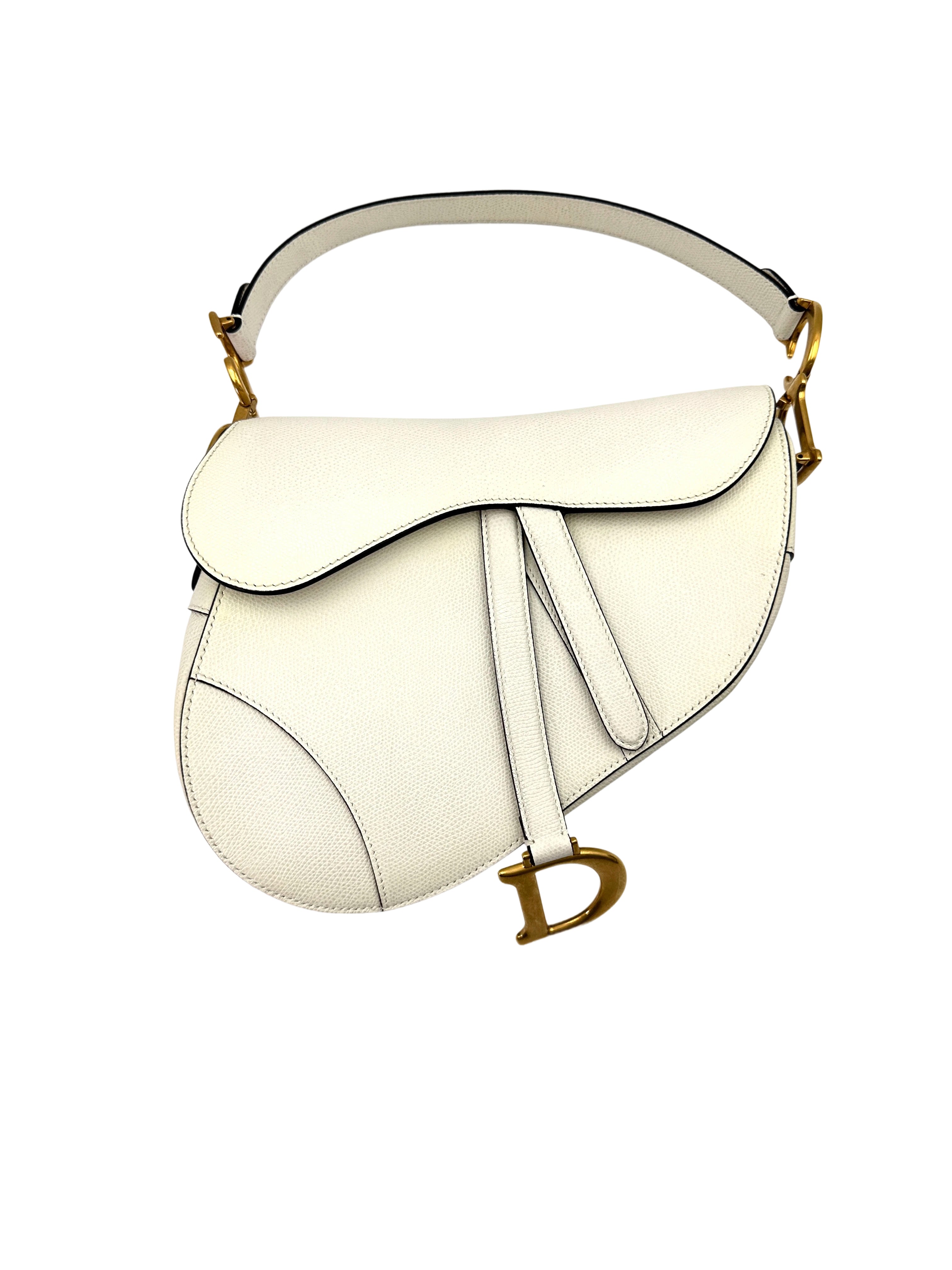 Christian Dior White Leather Saddle Bag DR645