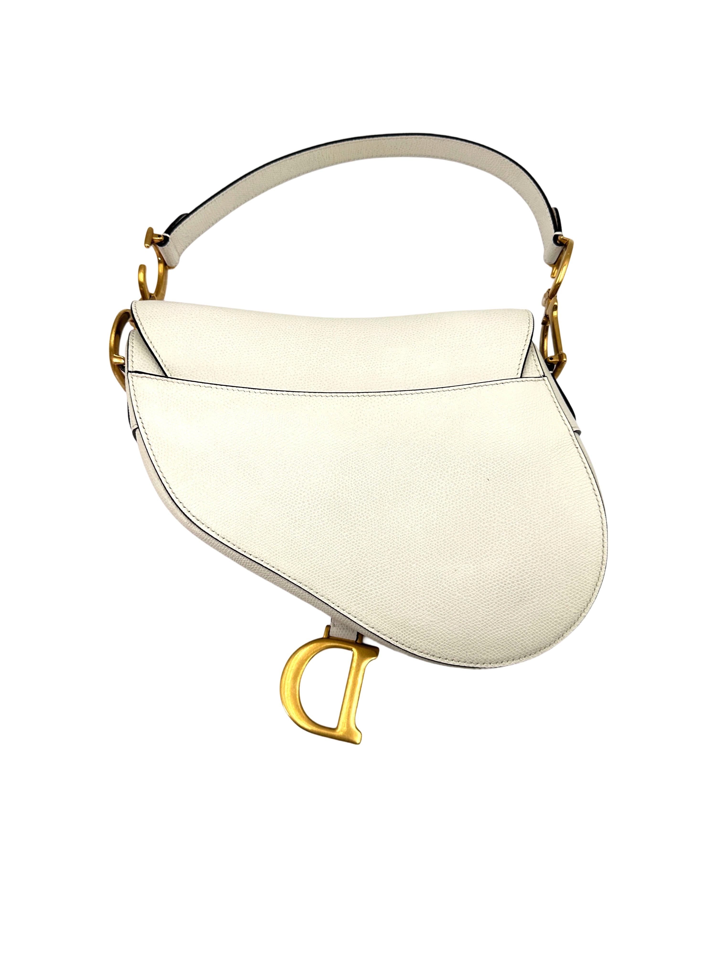 Christian Dior White Leather Saddle Bag DR645