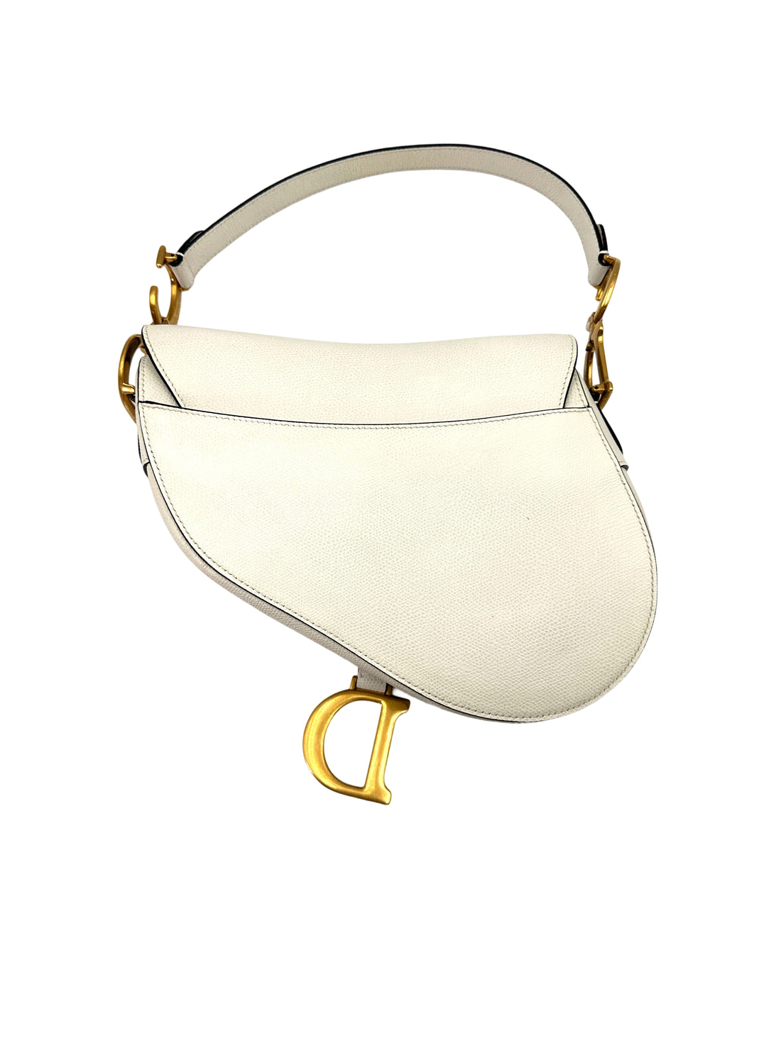 Christian Dior White Leather Saddle Bag DR645