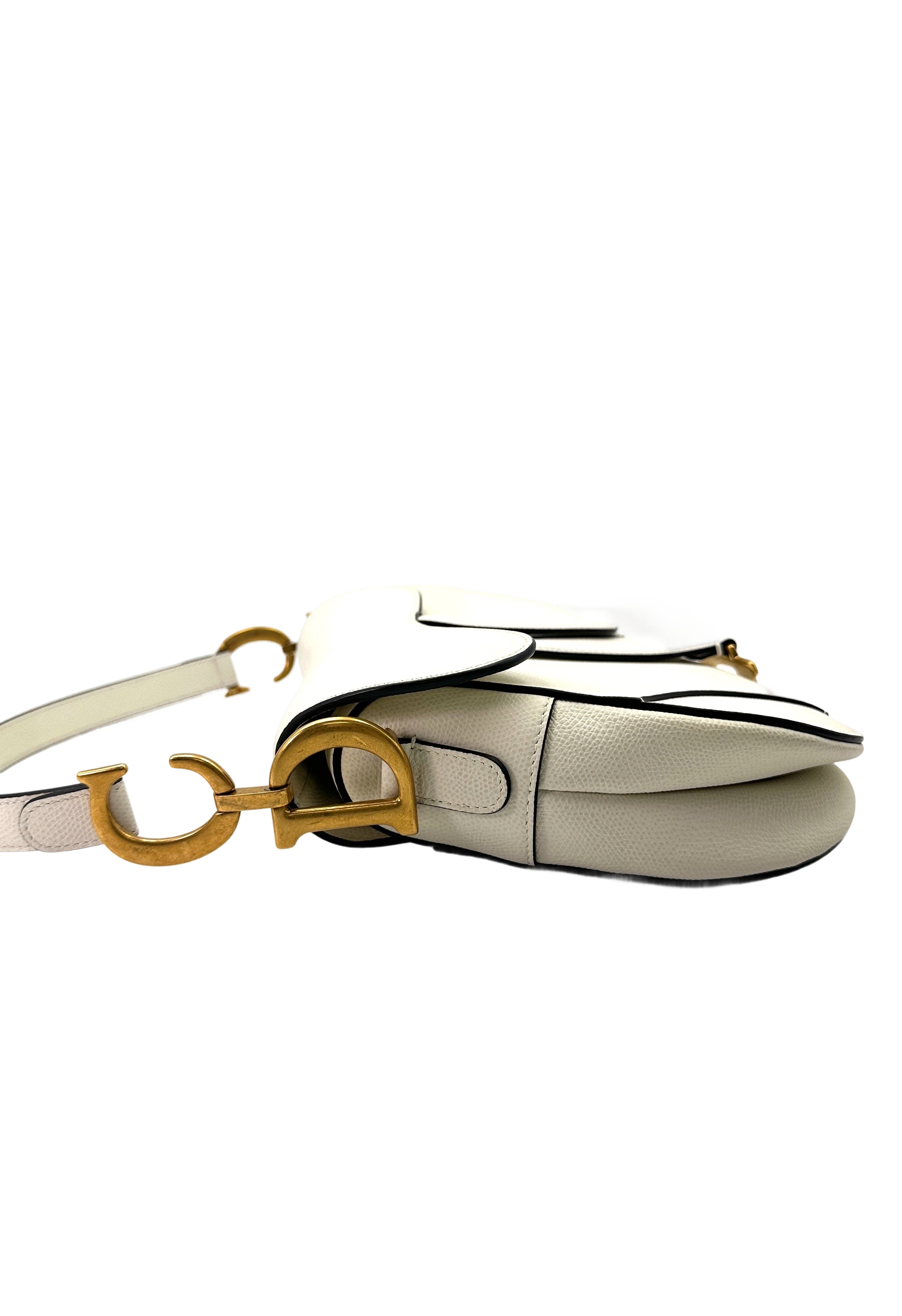 Christian Dior White Leather Saddle Bag DR645