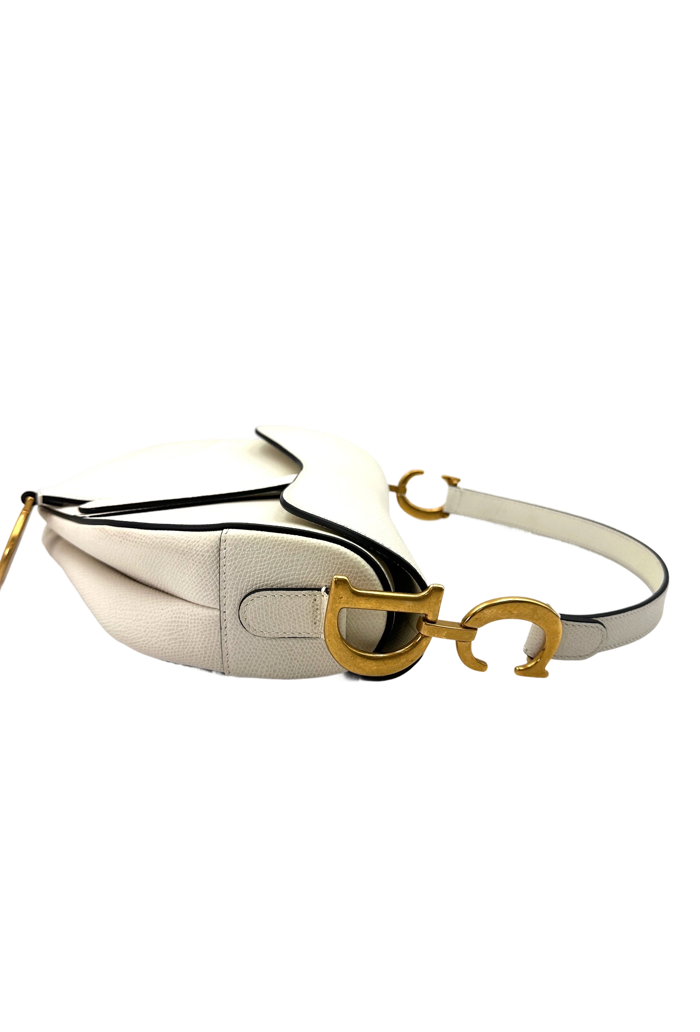 Christian Dior White Leather Saddle Bag DR645