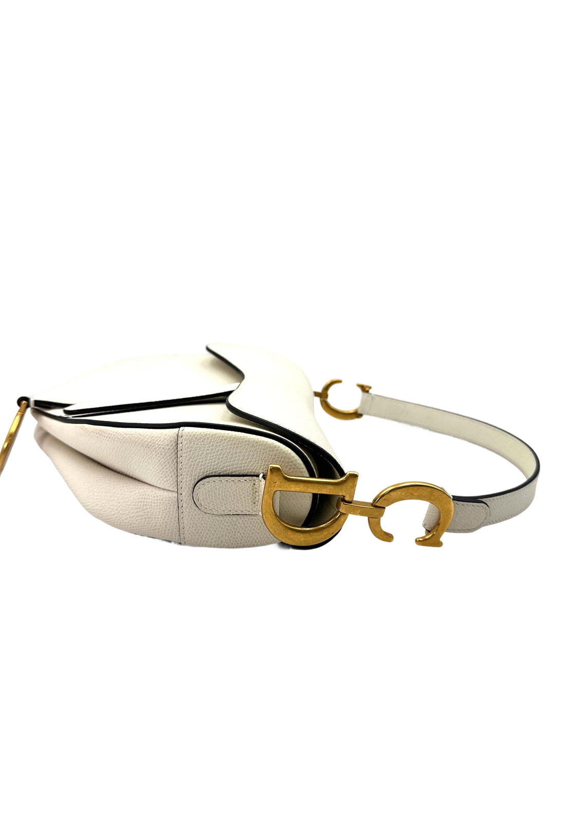 Christian Dior White Leather Saddle Bag DR645