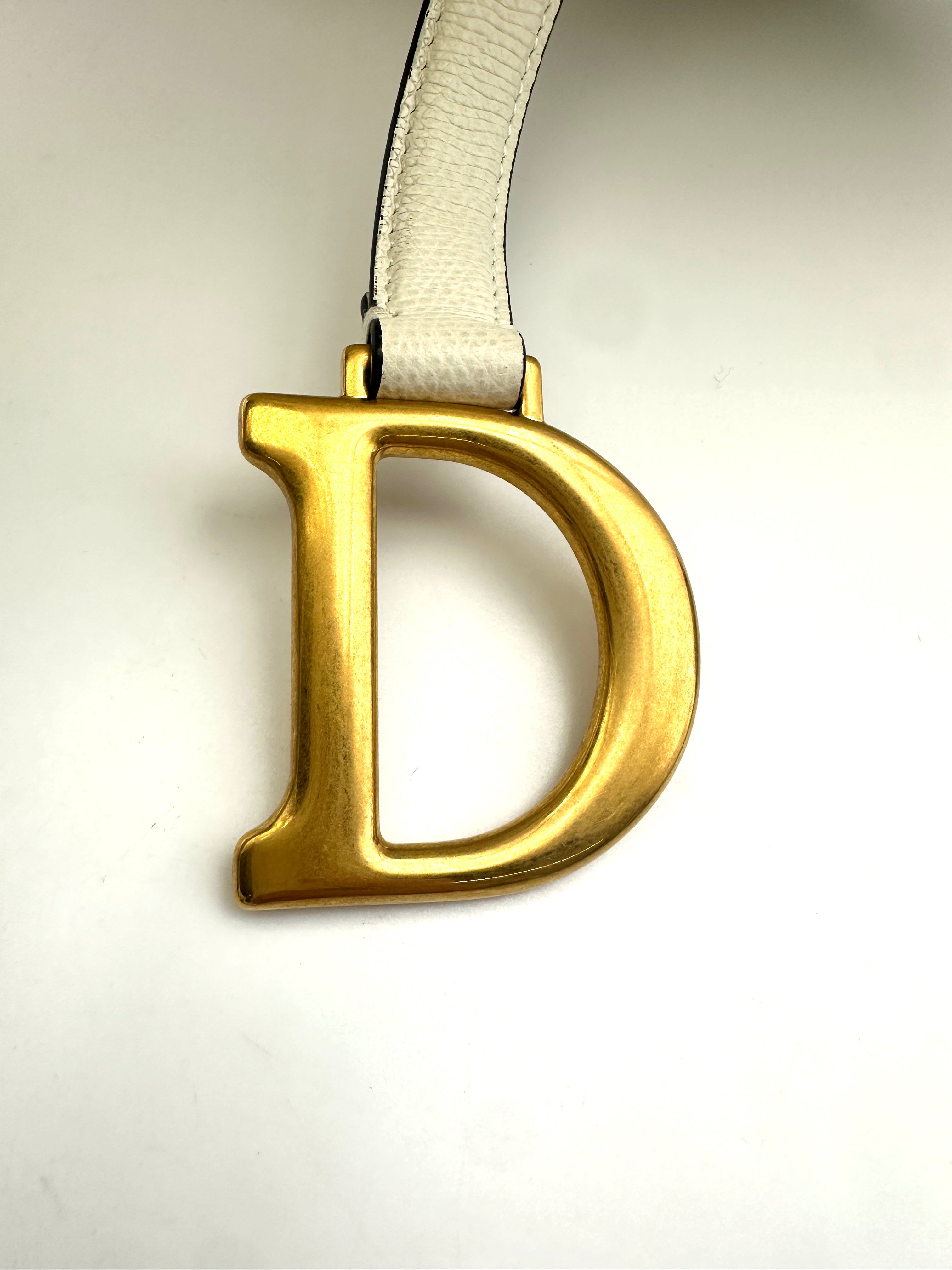 Christian Dior White Leather Saddle Bag DR645