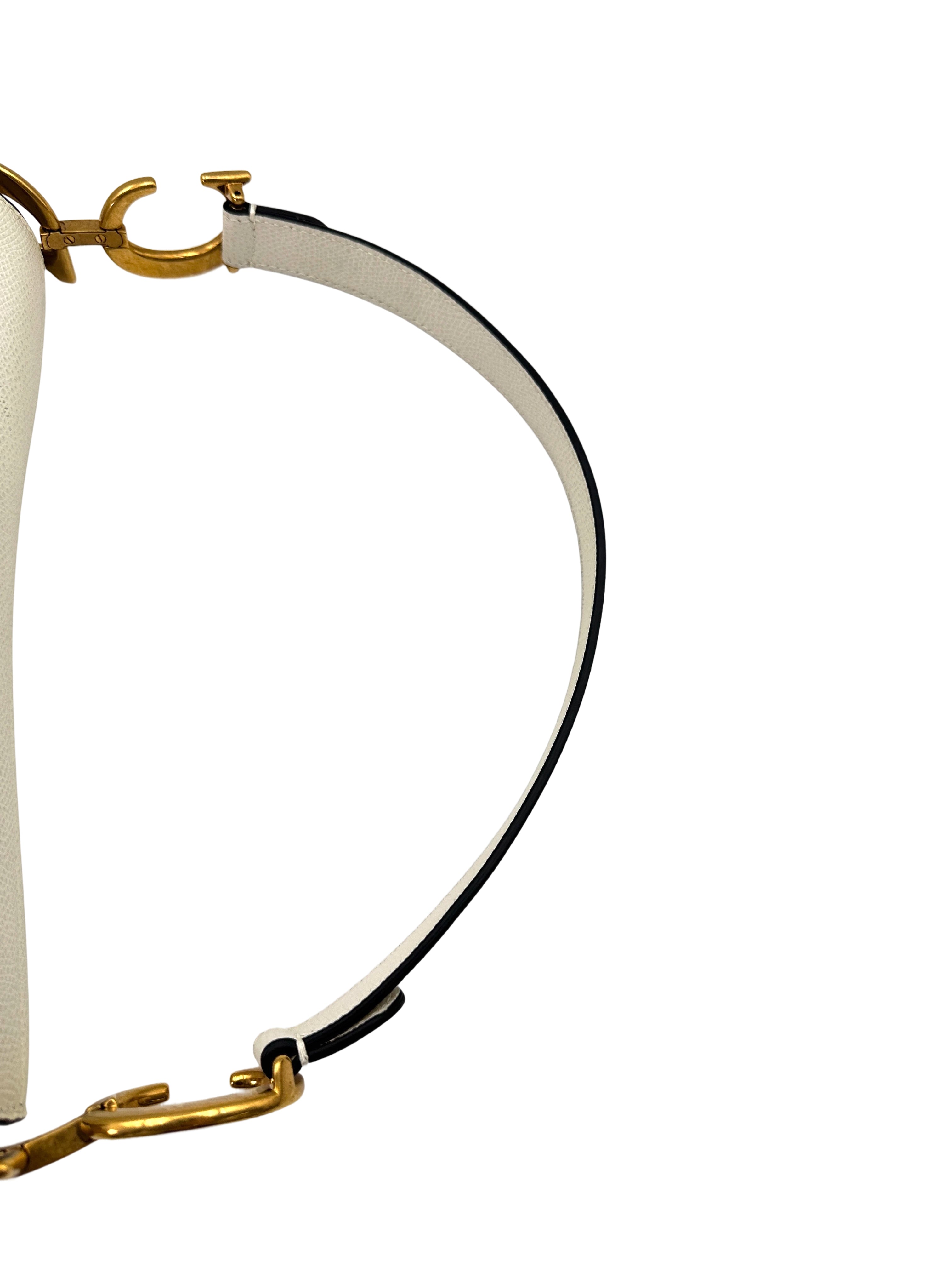 Christian Dior White Leather Saddle Bag DR645