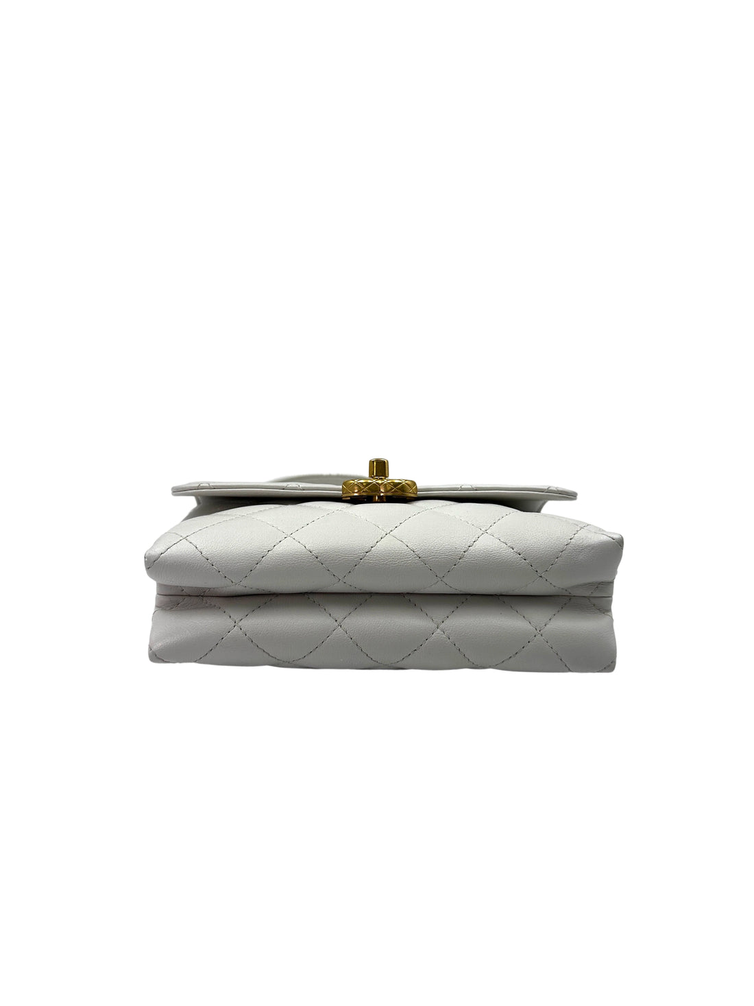 Chanel 22S White Quilted Leather Chain Top Handle Flap Bag With Gold Hardware(X6***12) IRIS128