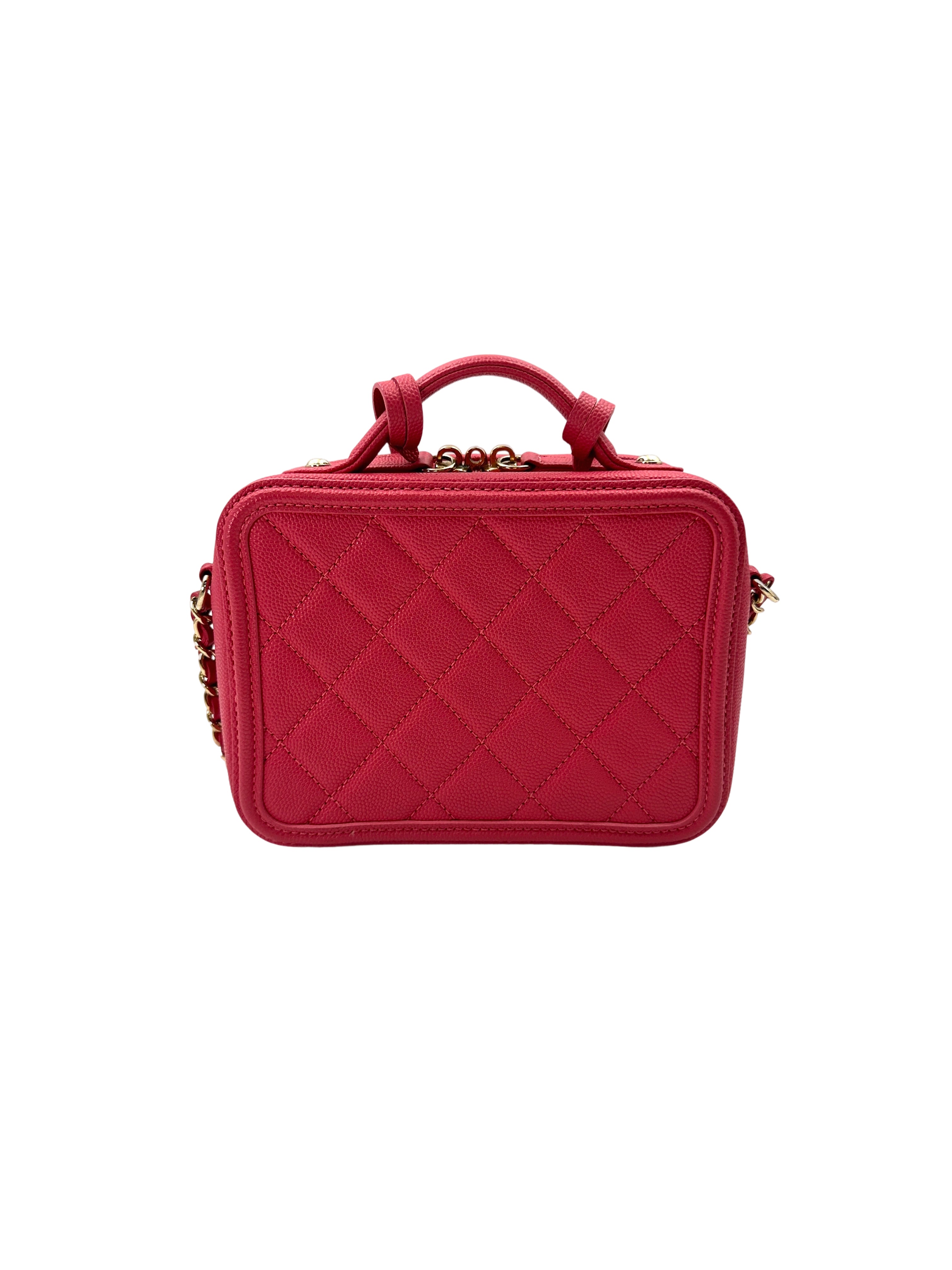 Chanel CC Filigree Red Quilted Leather Top Handle Vanity Case(29***82) CC1690