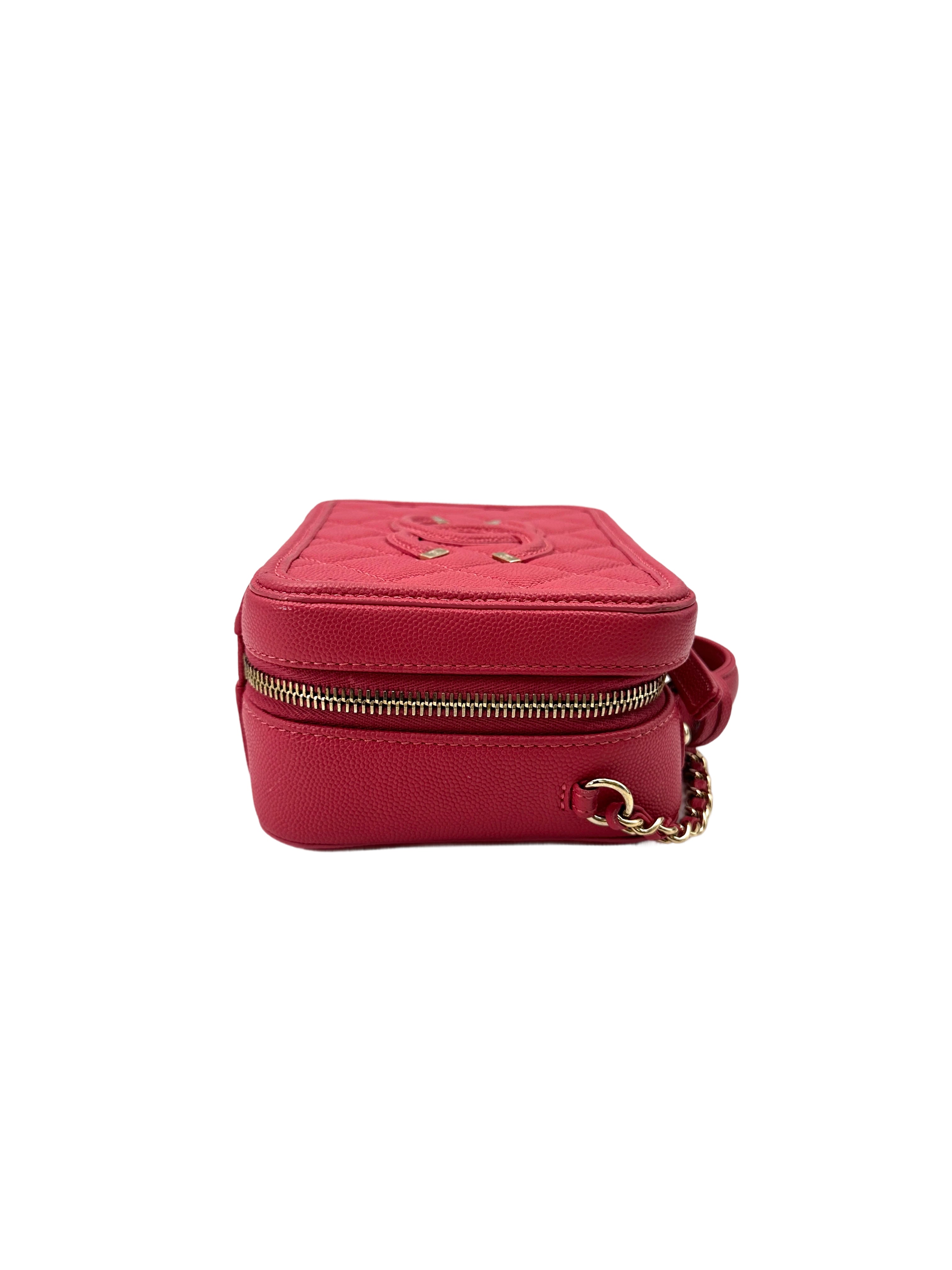 Chanel CC Filigree Red Quilted Leather Top Handle Vanity Case(29***82) CC1690