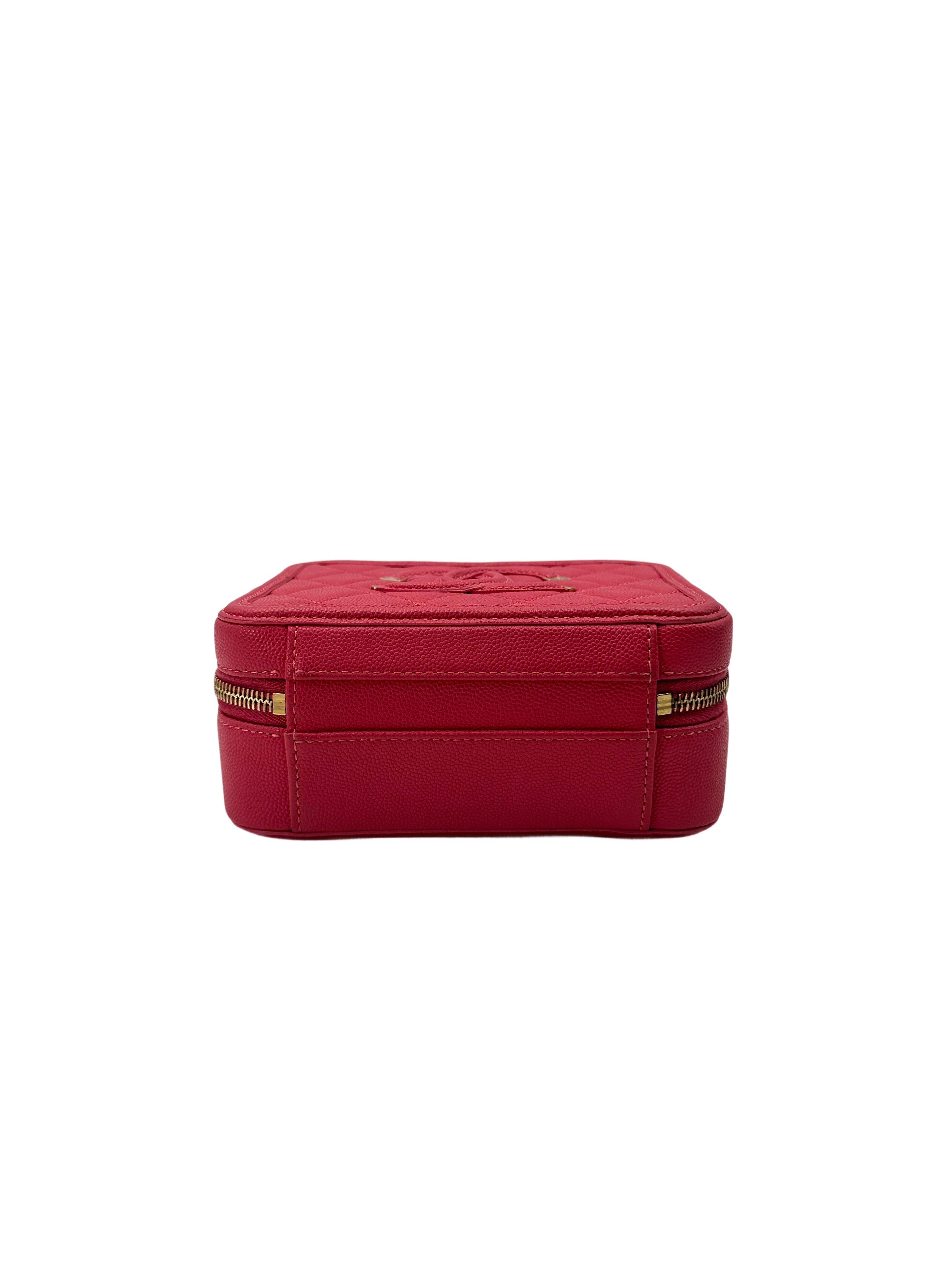 Chanel CC Filigree Red Quilted Leather Top Handle Vanity Case(29***82) CC1690