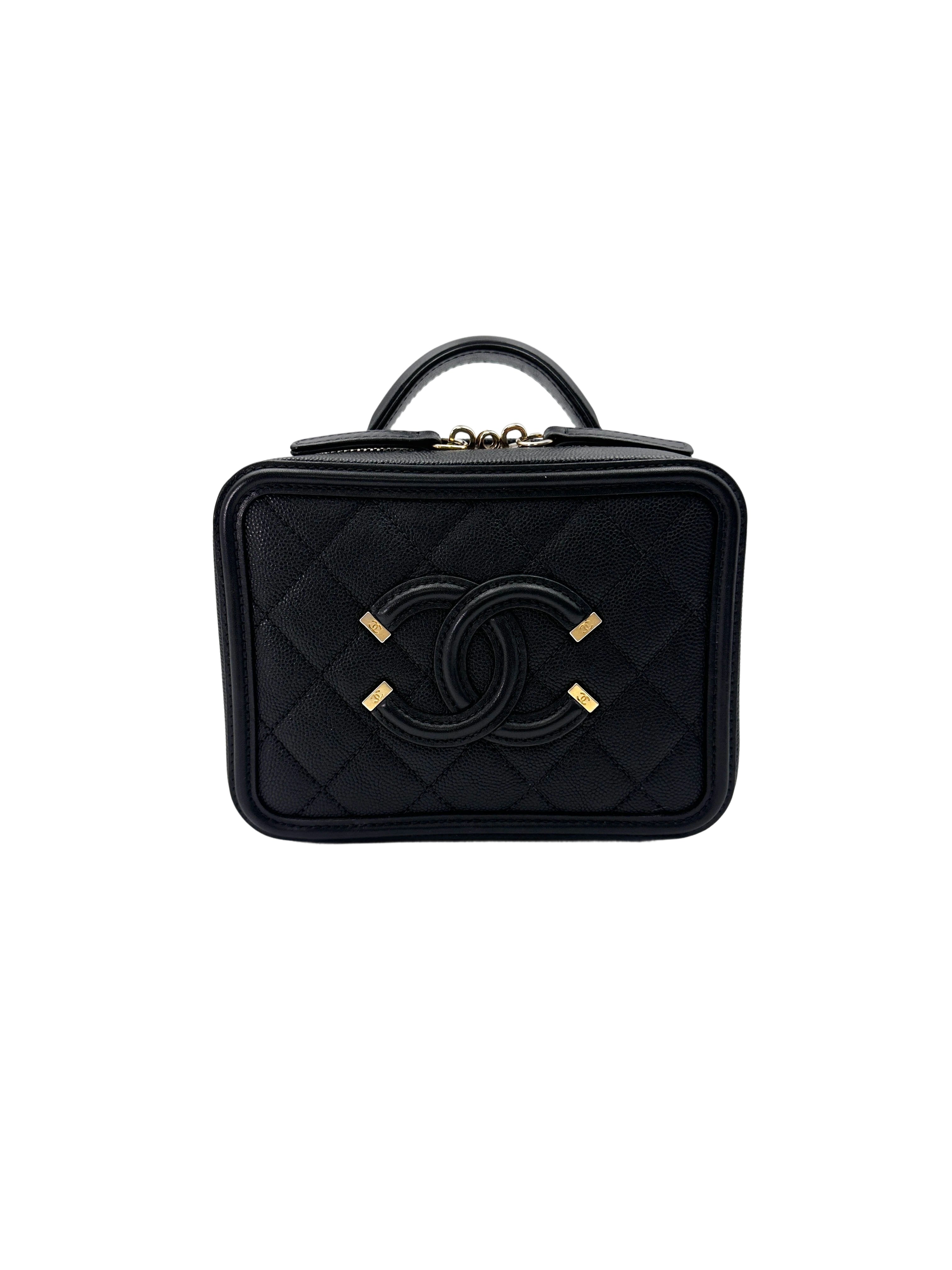 Chanel CC Filigree Black Quilted Calfskin Top Handle Vanity Case(25***62) CC1692