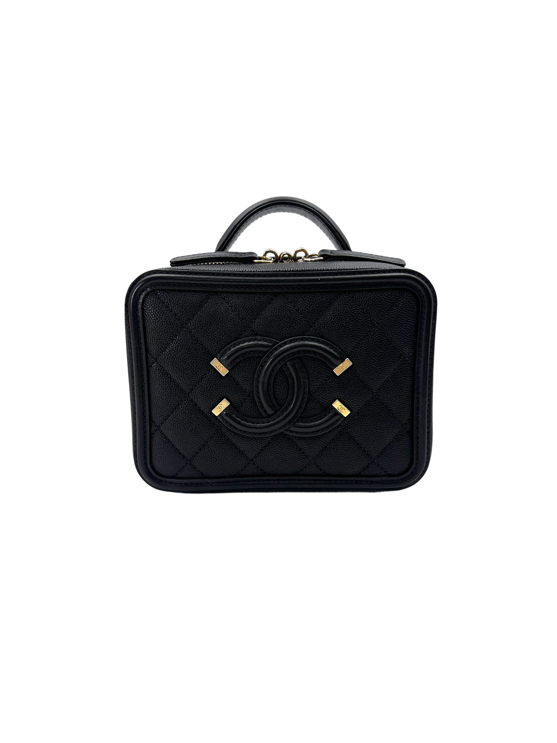 Chanel CC Filigree Black Quilted Calfskin Top Handle Vanity Case(25***62) CC1692