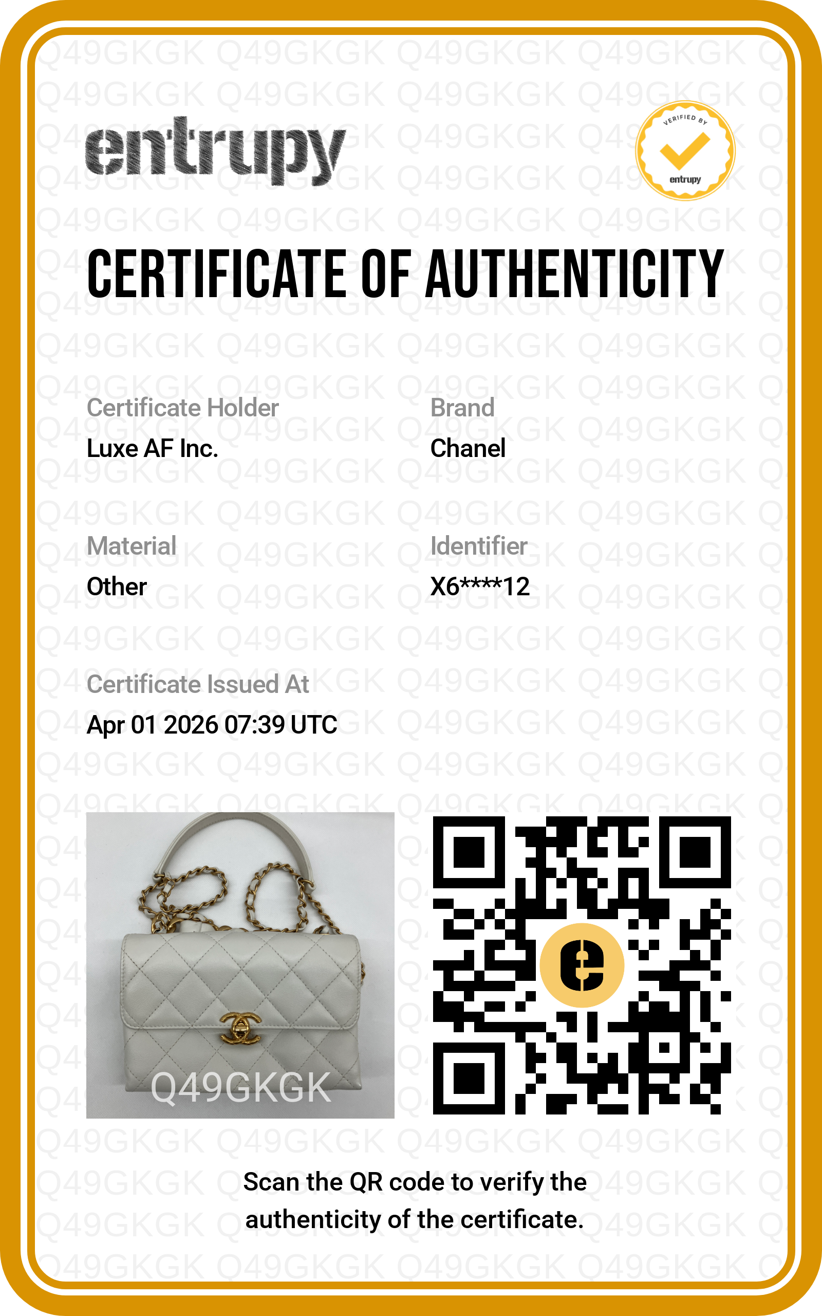 Chanel 22S White Quilted Leather Chain Top Handle Flap Bag With Gold Hardware(X6***12) IRIS128
