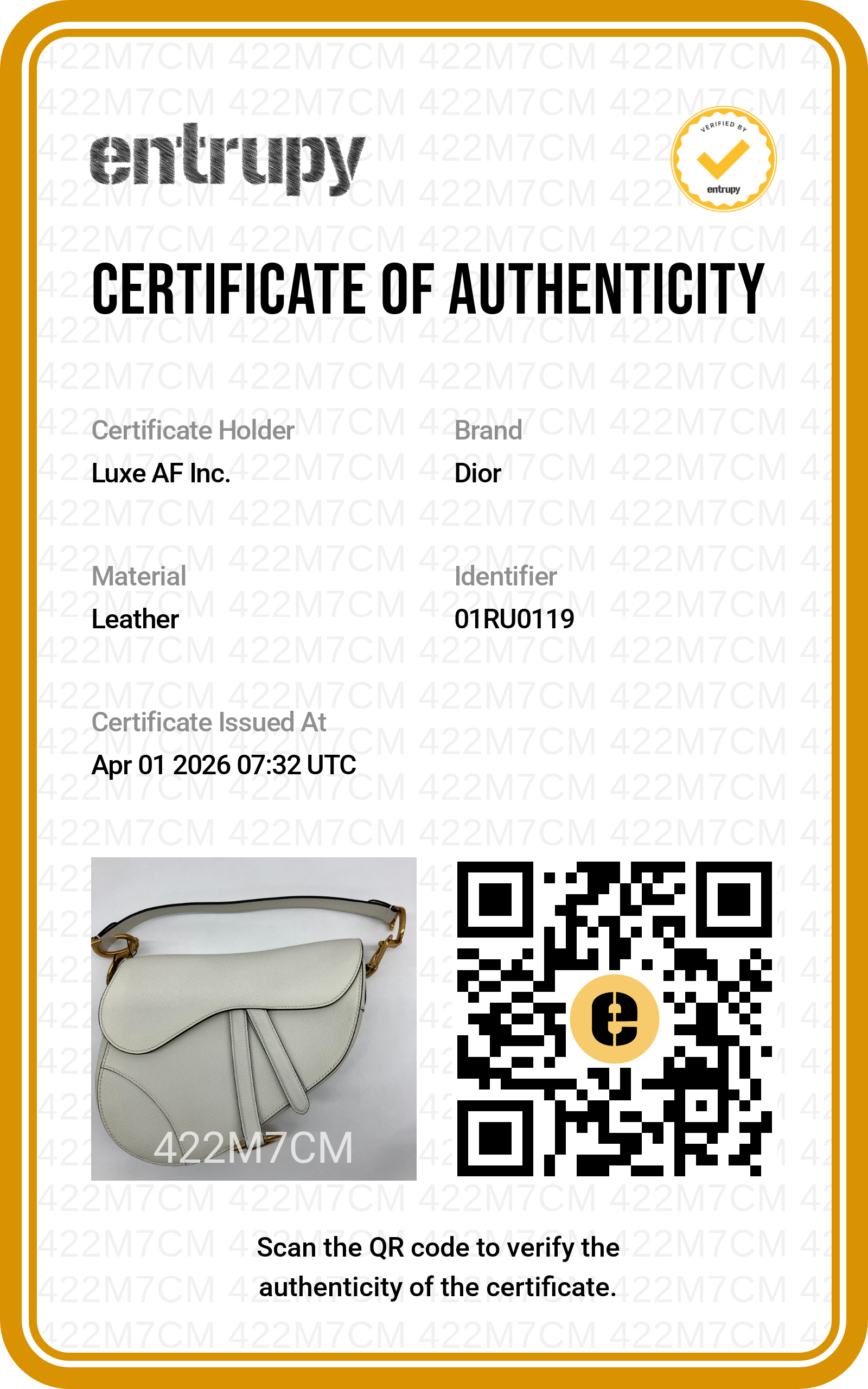 Christian Dior White Leather Saddle Bag DR645