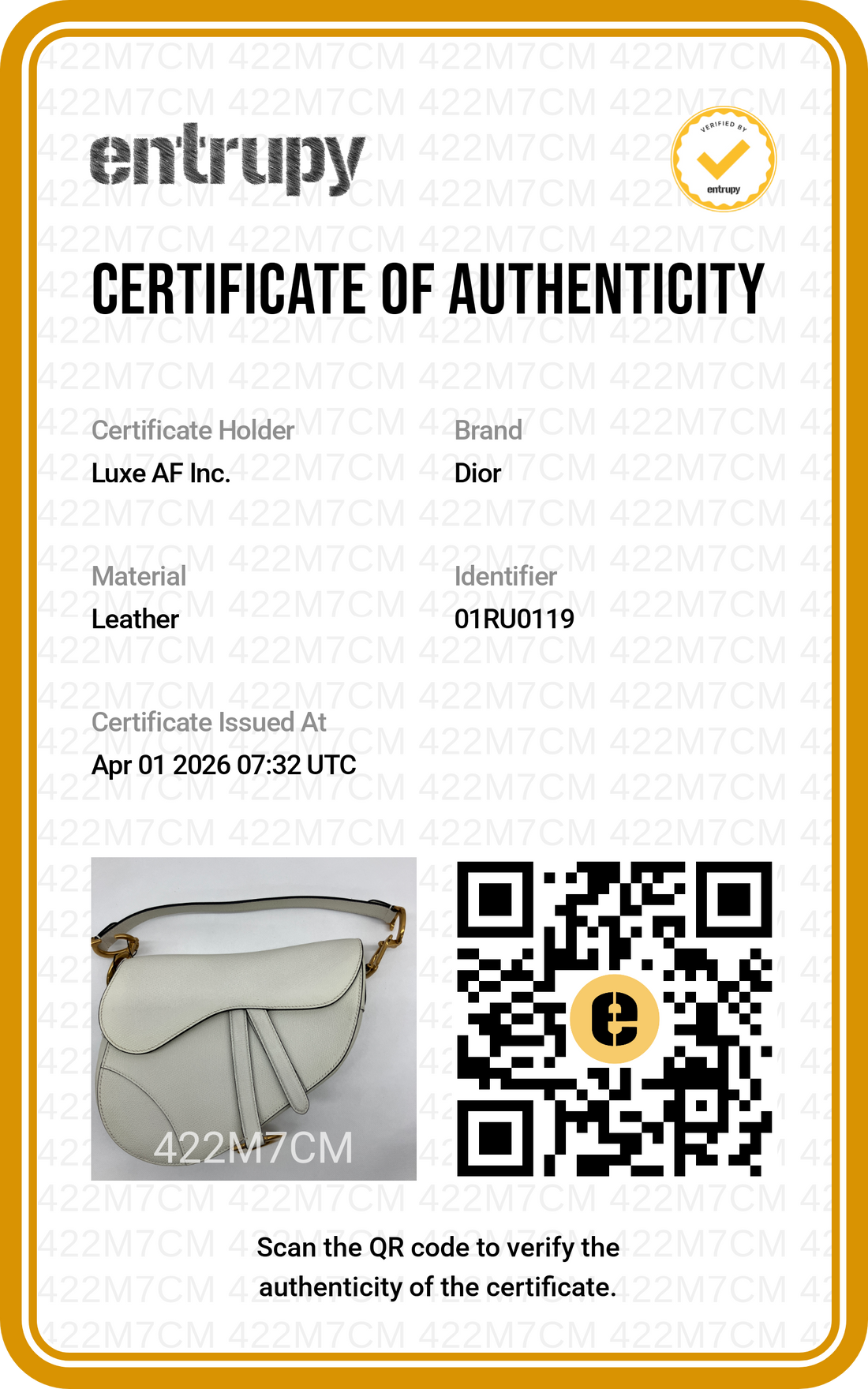 Christian Dior White Leather Saddle Bag DR645
