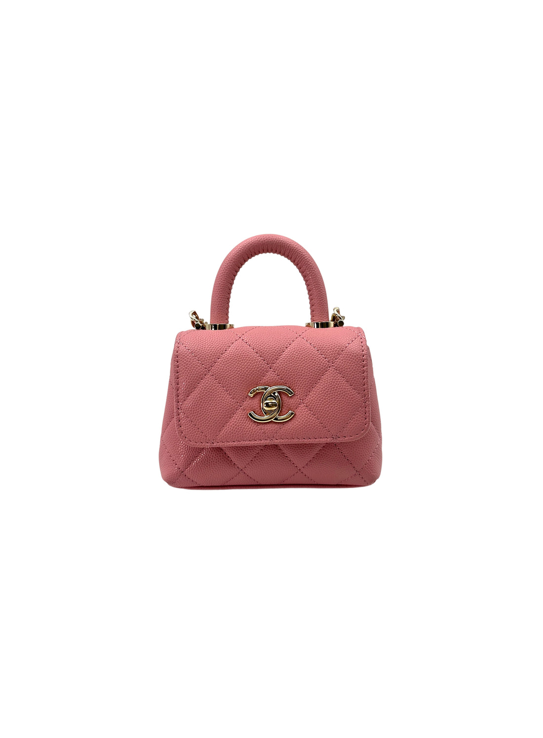Chanel 24K CoCo Handle Pink Quilted Leather Mini Top Handle Bag(A6***P1) IRIS130