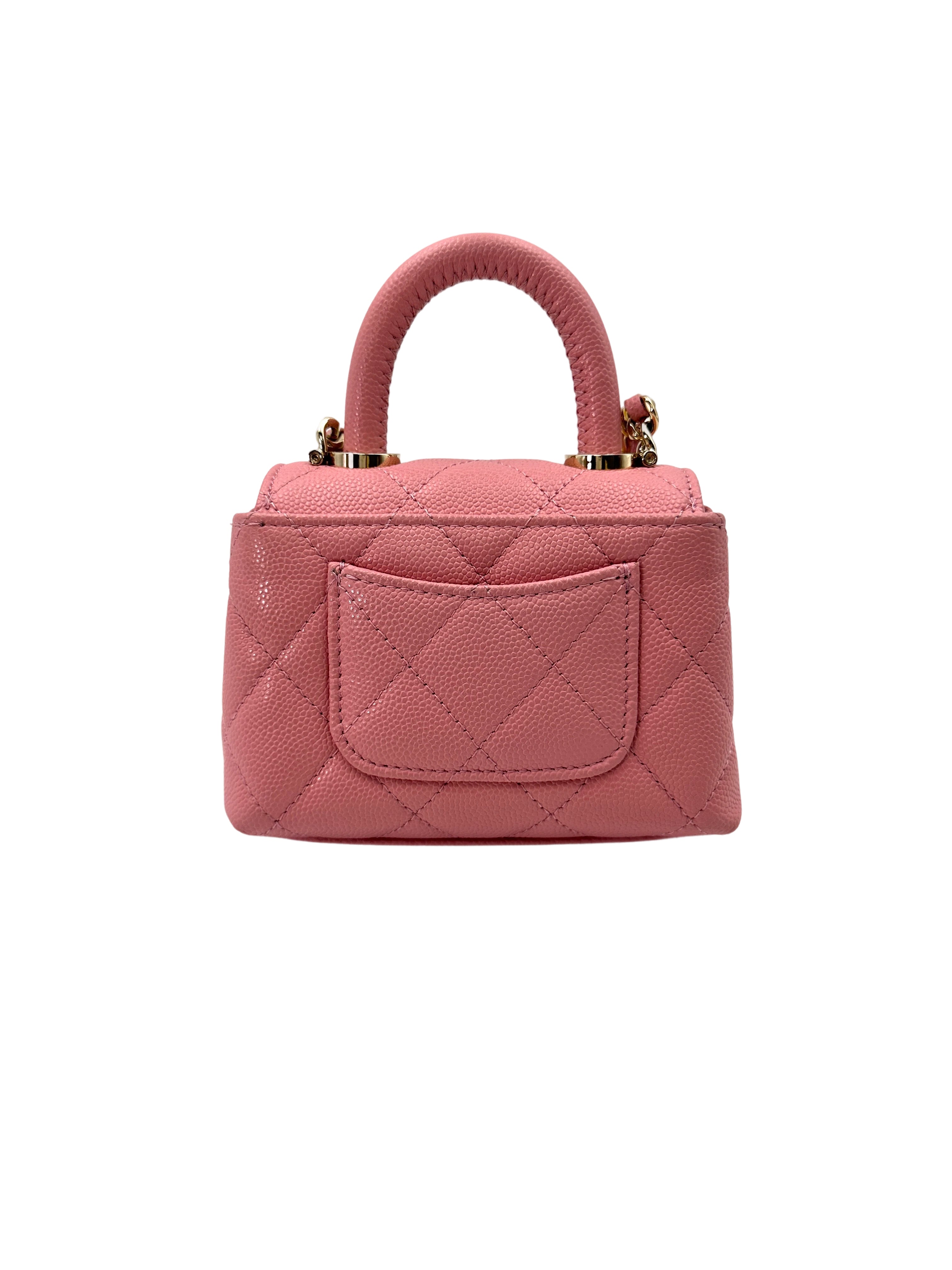 Chanel 24K CoCo Handle Pink Quilted Leather Mini Top Handle Bag(A6***P1) IRIS130