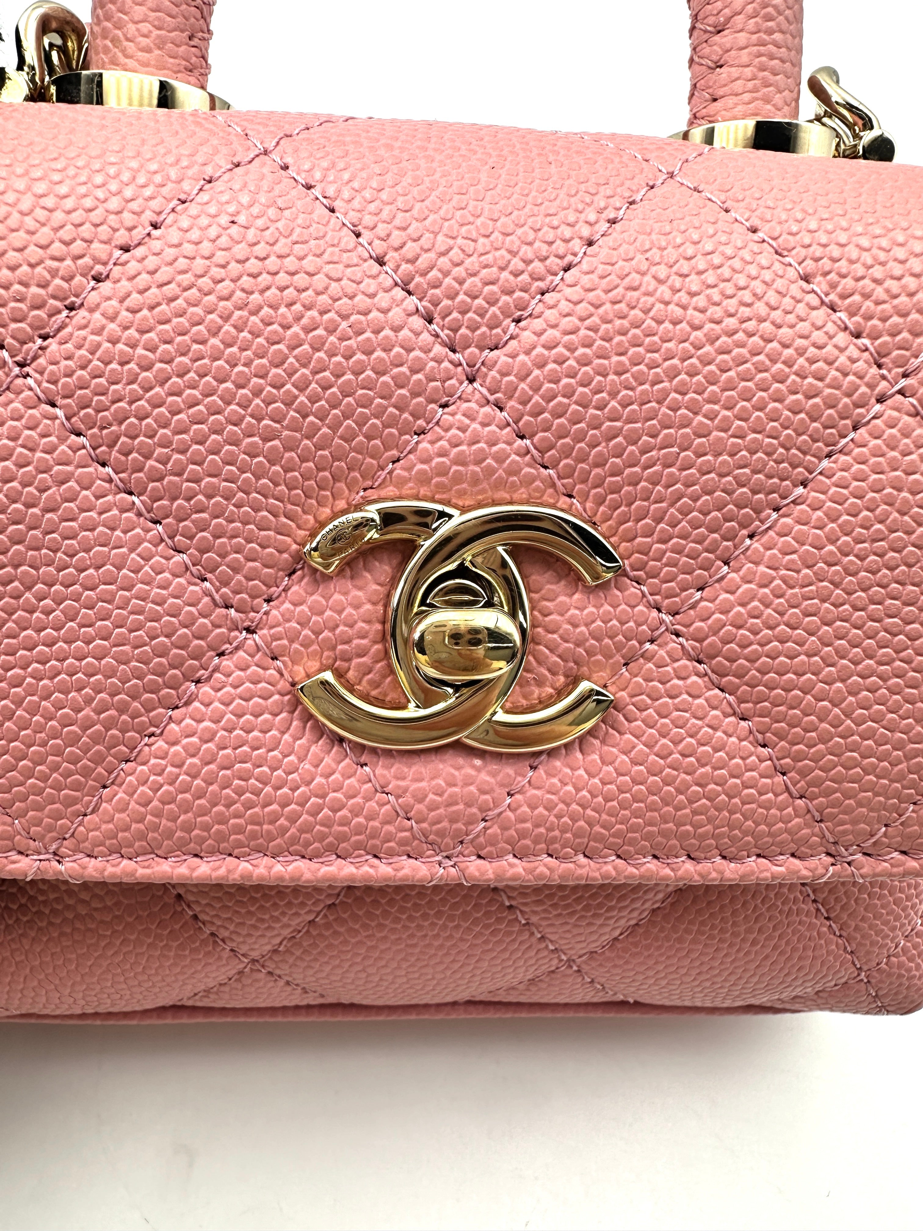 Chanel 24K CoCo Handle Pink Quilted Leather Mini Top Handle Bag(A6***P1) IRIS130