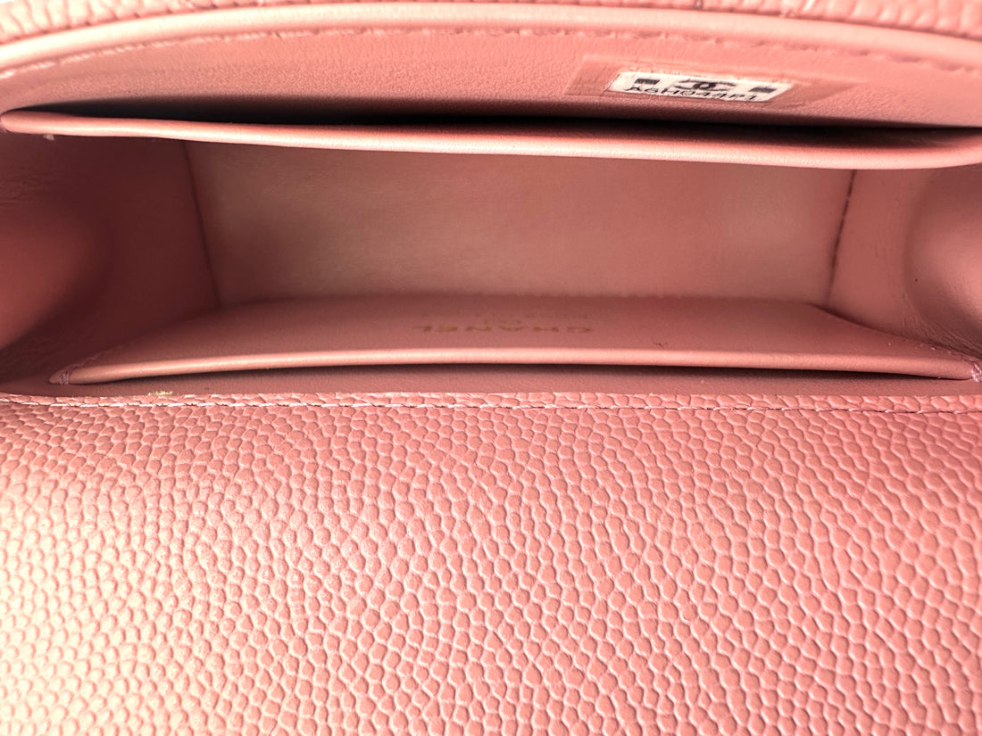 Chanel 24K CoCo Handle Pink Quilted Leather Mini Top Handle Bag(A6***P1) IRIS130