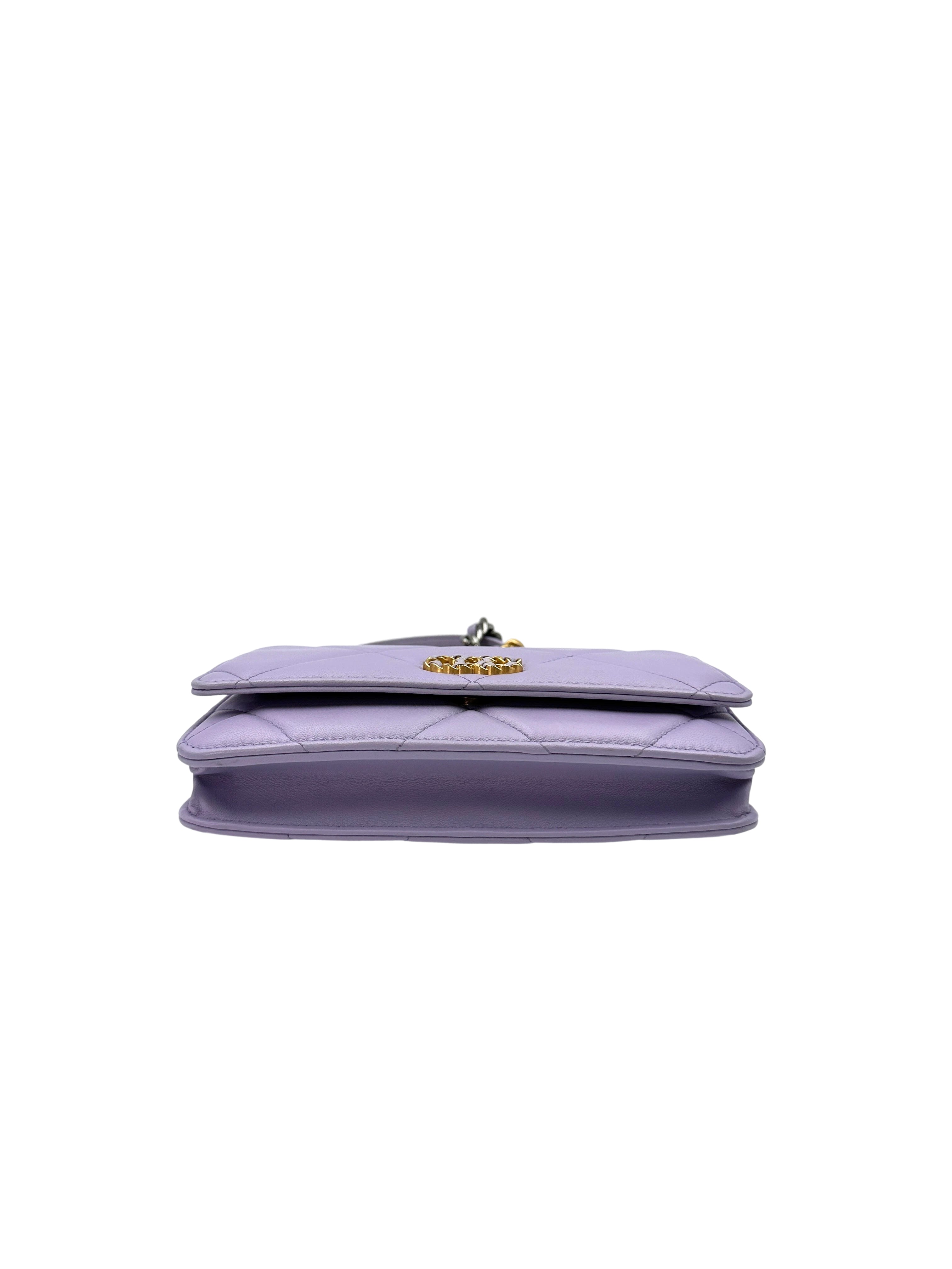 Chanel 21K 19 Light Purple Quilted Leather Wallet On Chain(N3***6L) IRIS131